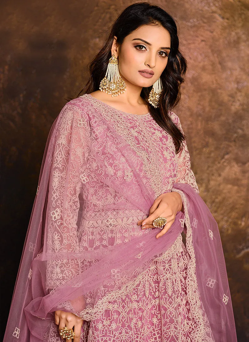 Pink Embroidered Indian Wedding Anarkali Suit