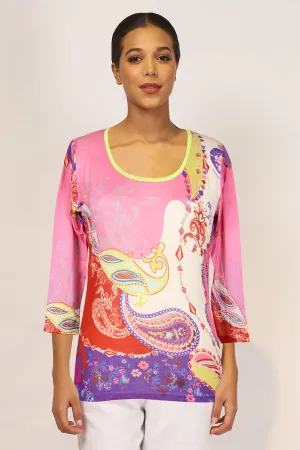 Pink Paisely Silk Sweater