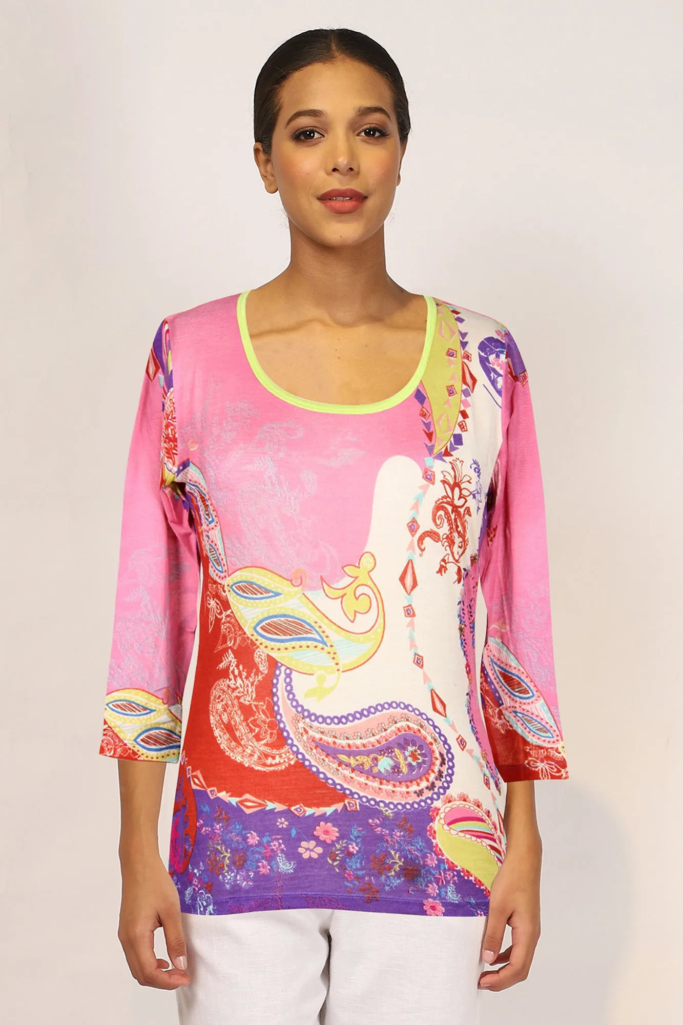 Pink Paisely Silk Sweater