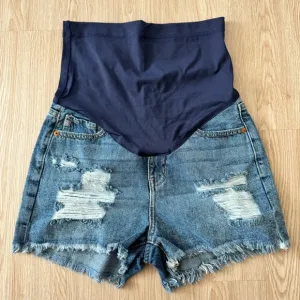 Pinkblush raw hem distressed maternity jeans shorts nwot