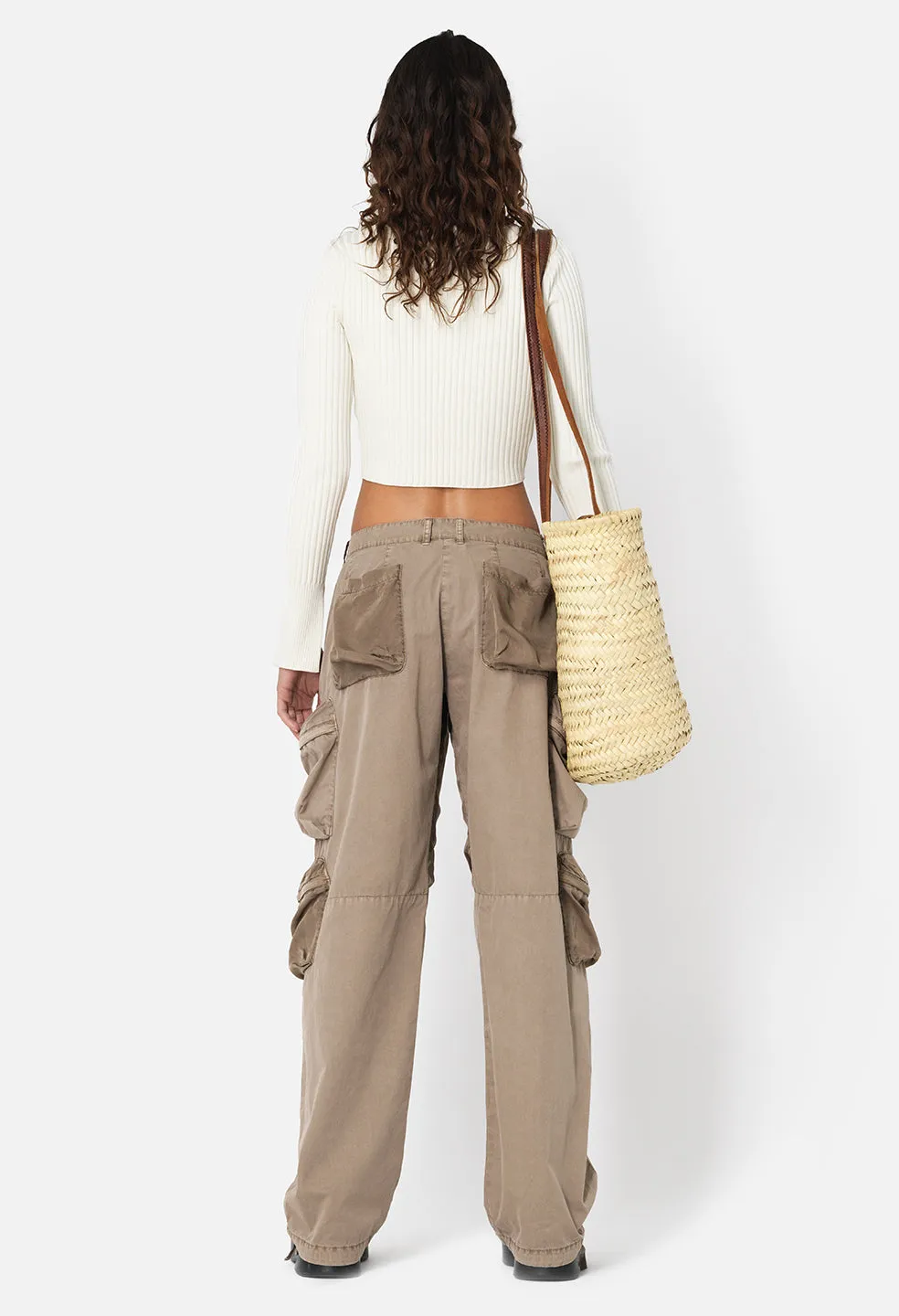 Piper Silk Rib Cropped Cardigan / Ivory