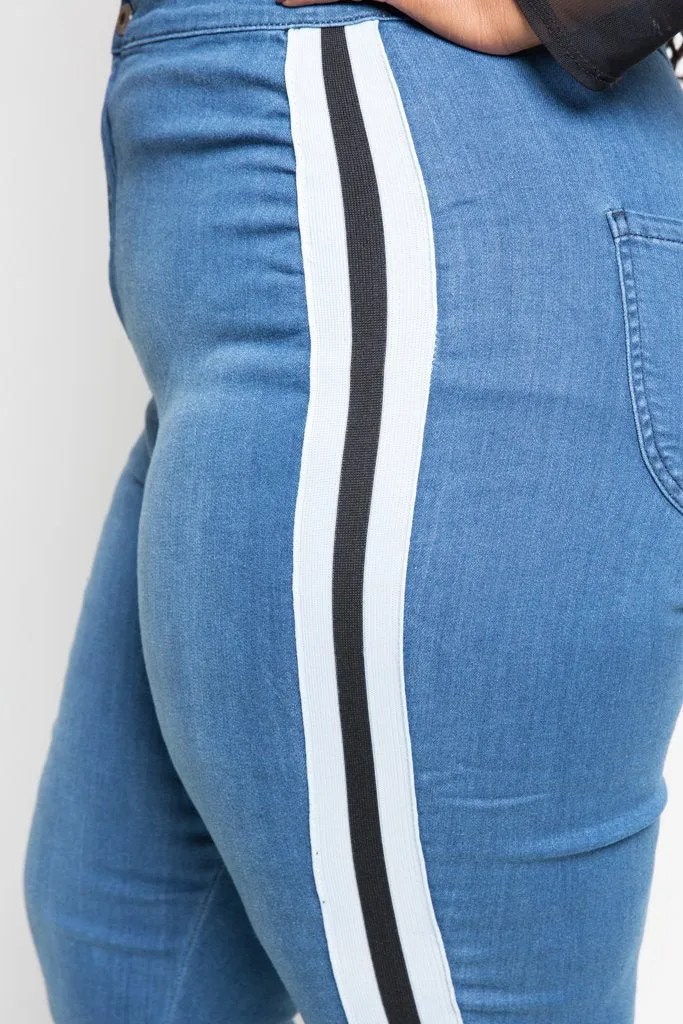 Plus Size Cool Stripe Skinny Jeans