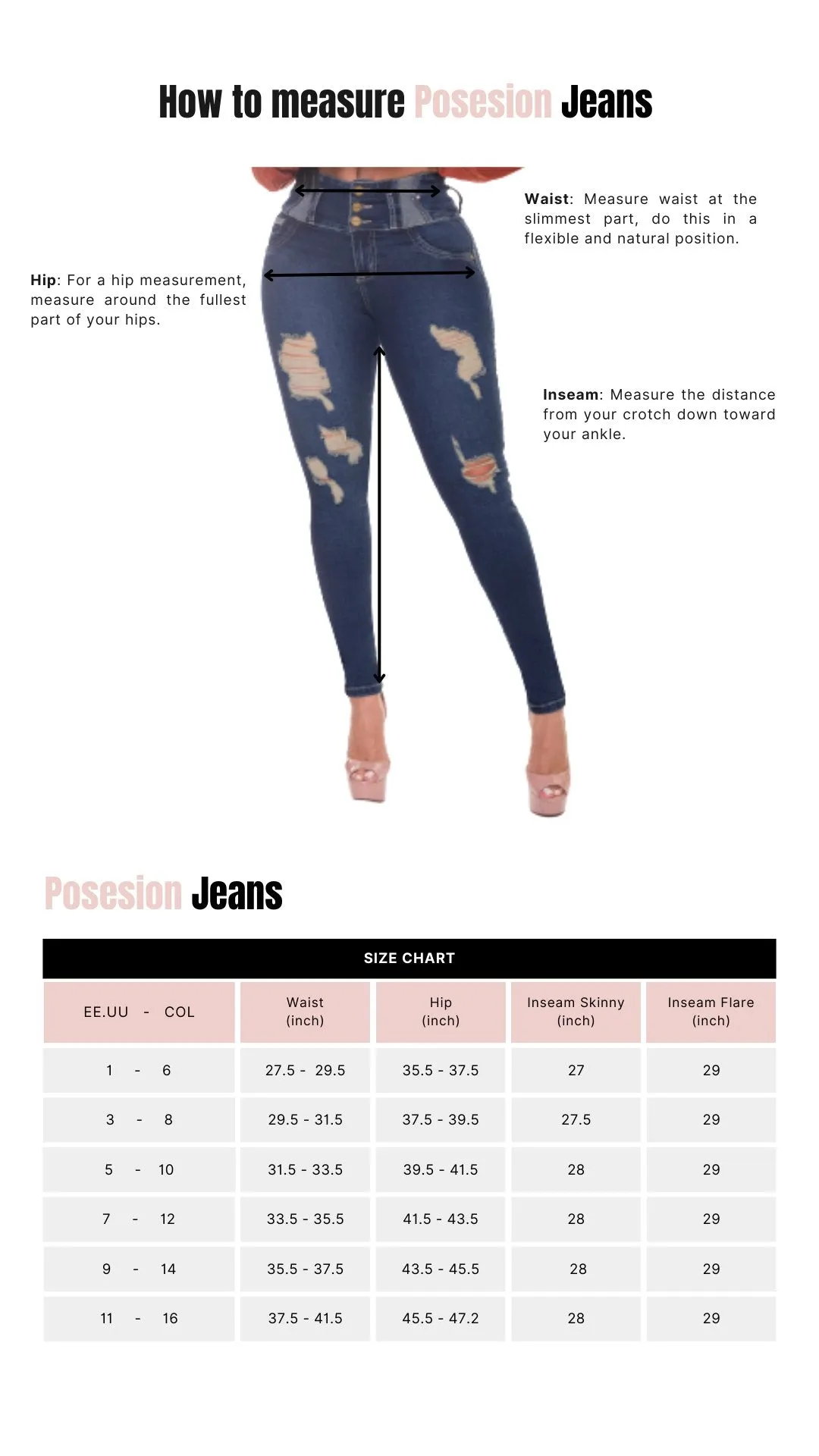 Posesion 13704 100% Authentic Colombian Push Up Jeans