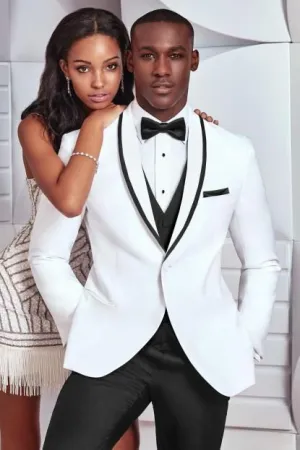 Pricey White Suits for Wedding Tuxedos Groom Bespoke Men Suits with one Buttons