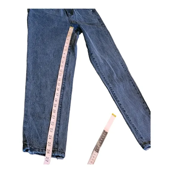 Princess Polly Zaiden Straight Leg Jeans Faded Black Wash Denim Distressed 4