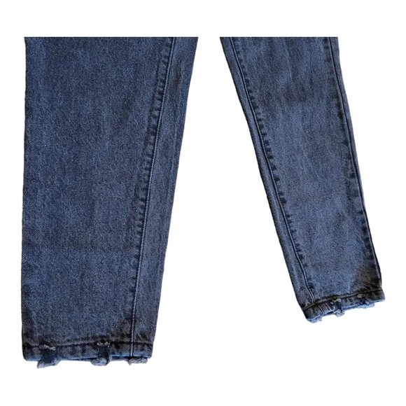Princess Polly Zaiden Straight Leg Jeans Faded Black Wash Denim Distressed 4