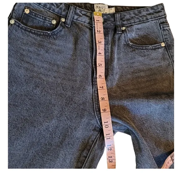 Princess Polly Zaiden Straight Leg Jeans Faded Black Wash Denim Distressed 4