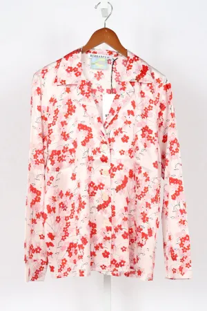 Pyjama Louis Blouse - Medium Flower - Red & Pink on White