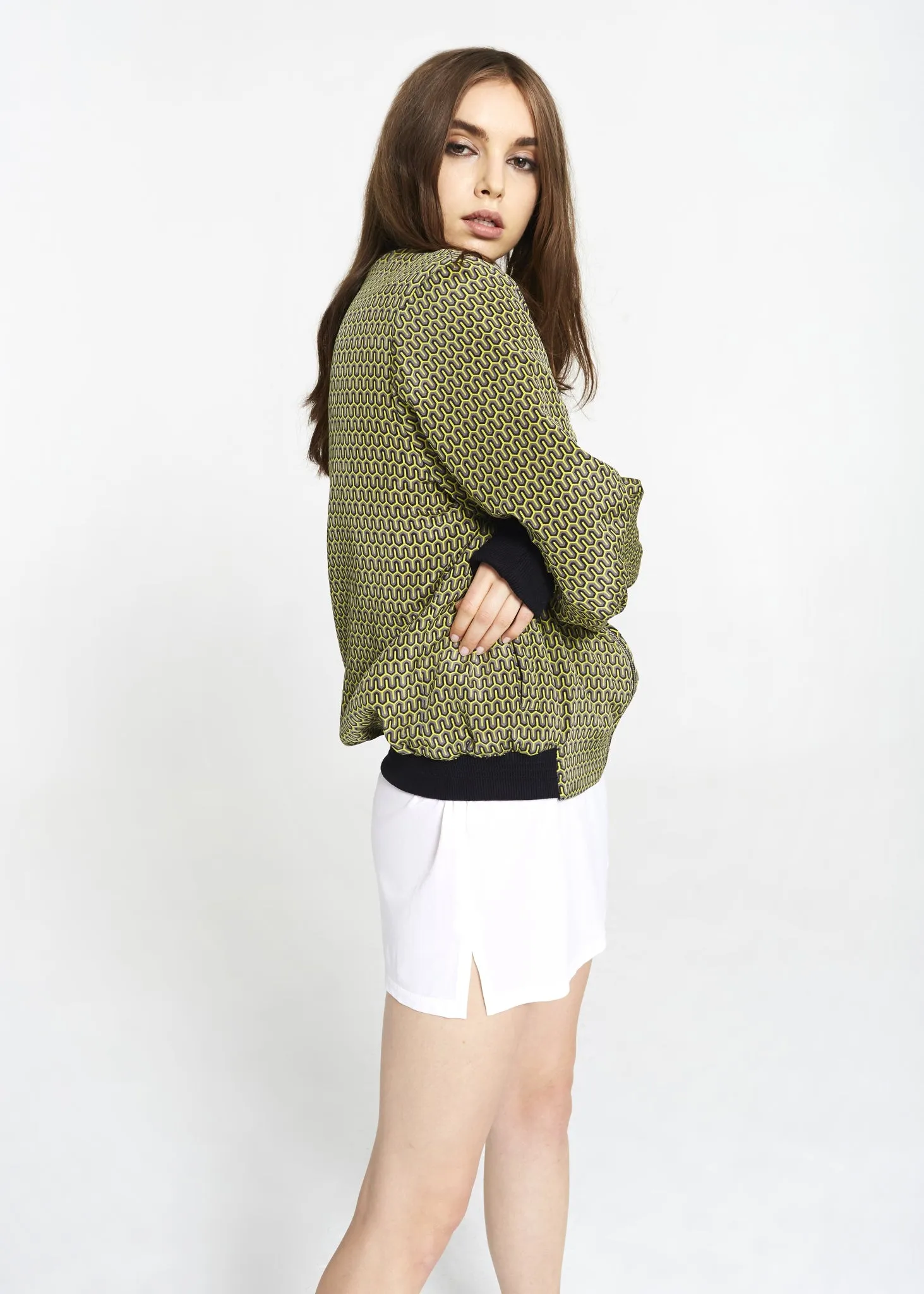 "The Classic Bomber" in Yellow & Black Print
