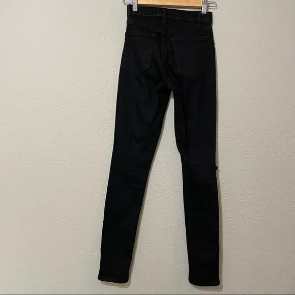 Reformation Black High Rise Skinny Jeans Distressed Womens 23 Denim Casual Fall