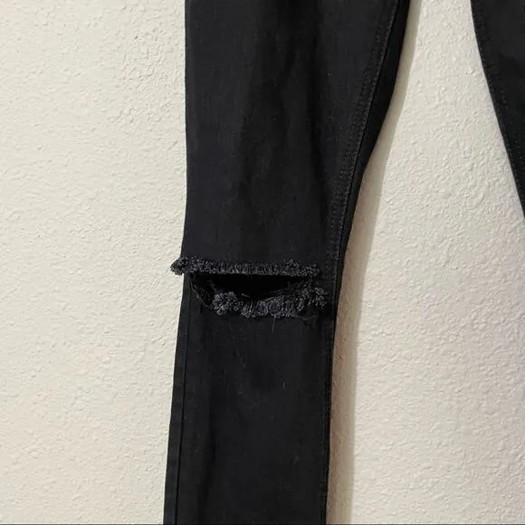 Reformation Black High Rise Skinny Jeans Distressed Womens 23 Denim Casual Fall