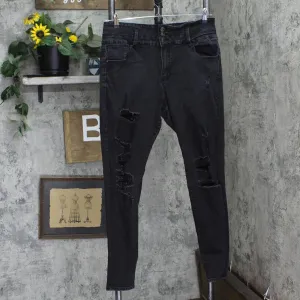 Refuge Ibiza Womens Denim Skinny Distressed Stretch Jeans Black 15