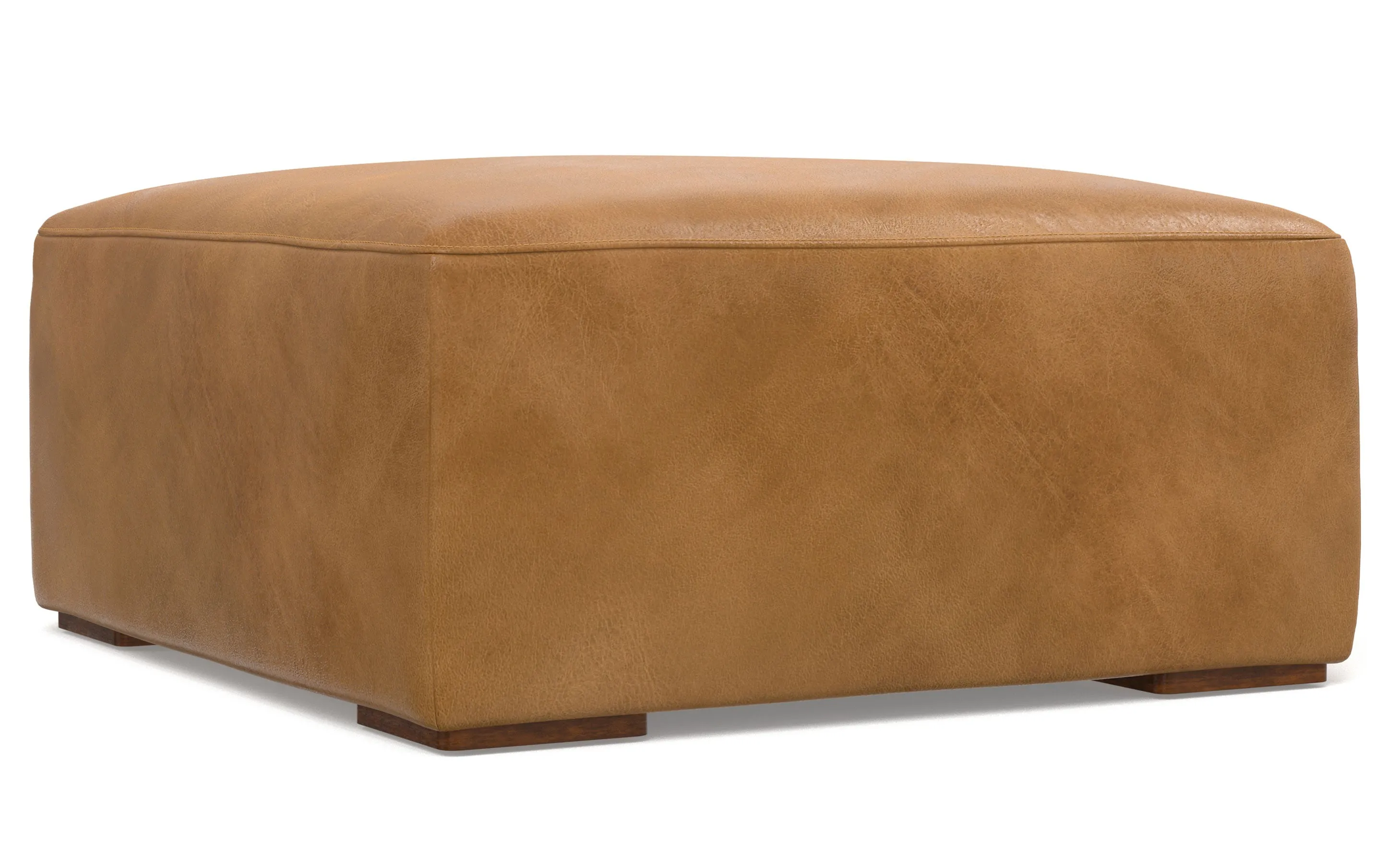 Rex Right Sectional and Ottoman in Genuine Leather