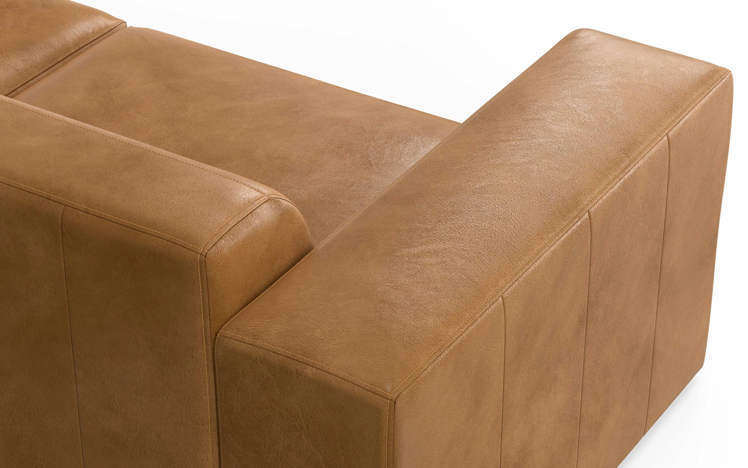 Rex Right Sectional and Ottoman in Genuine Leather