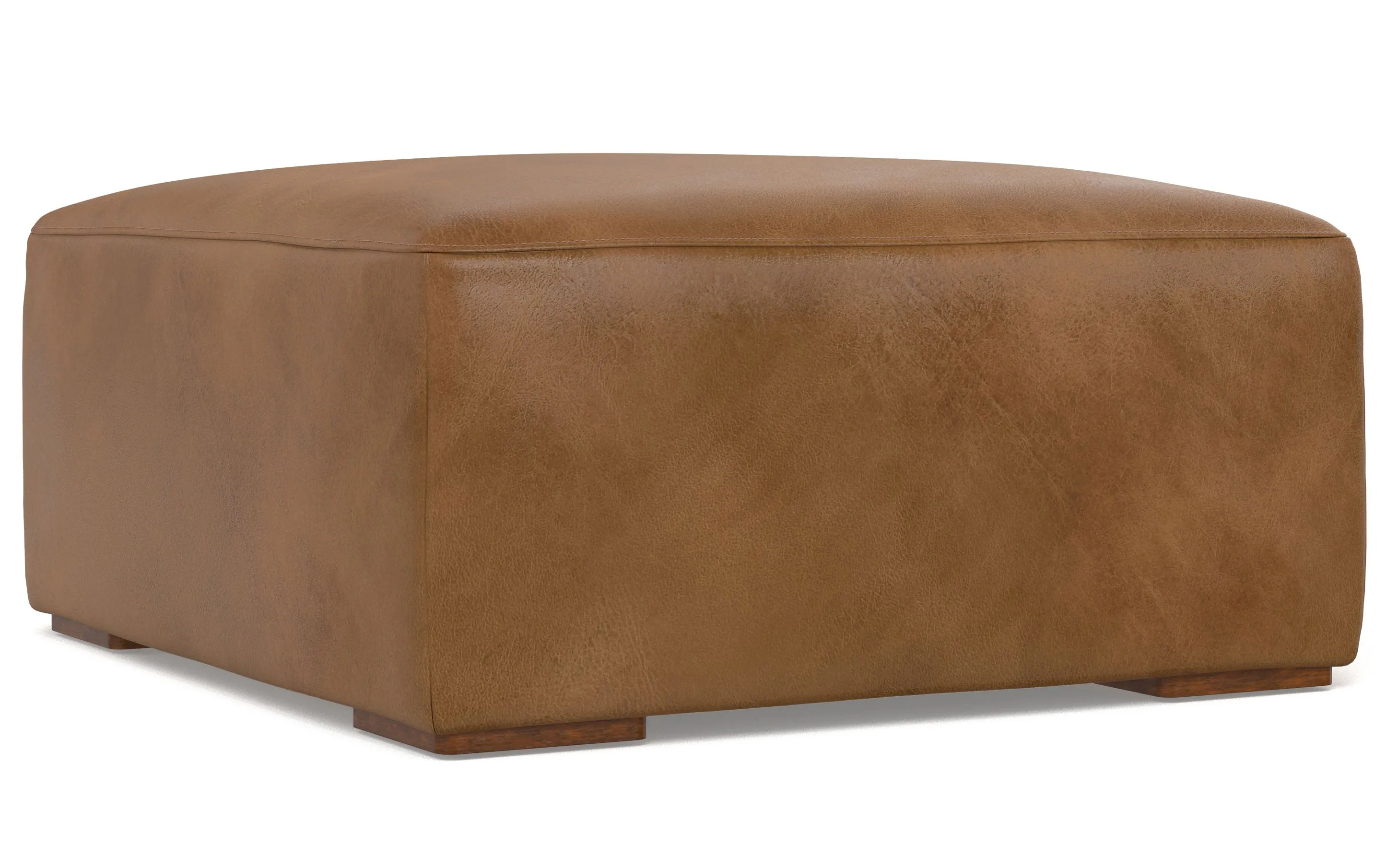 Rex Right Sectional and Ottoman in Genuine Leather