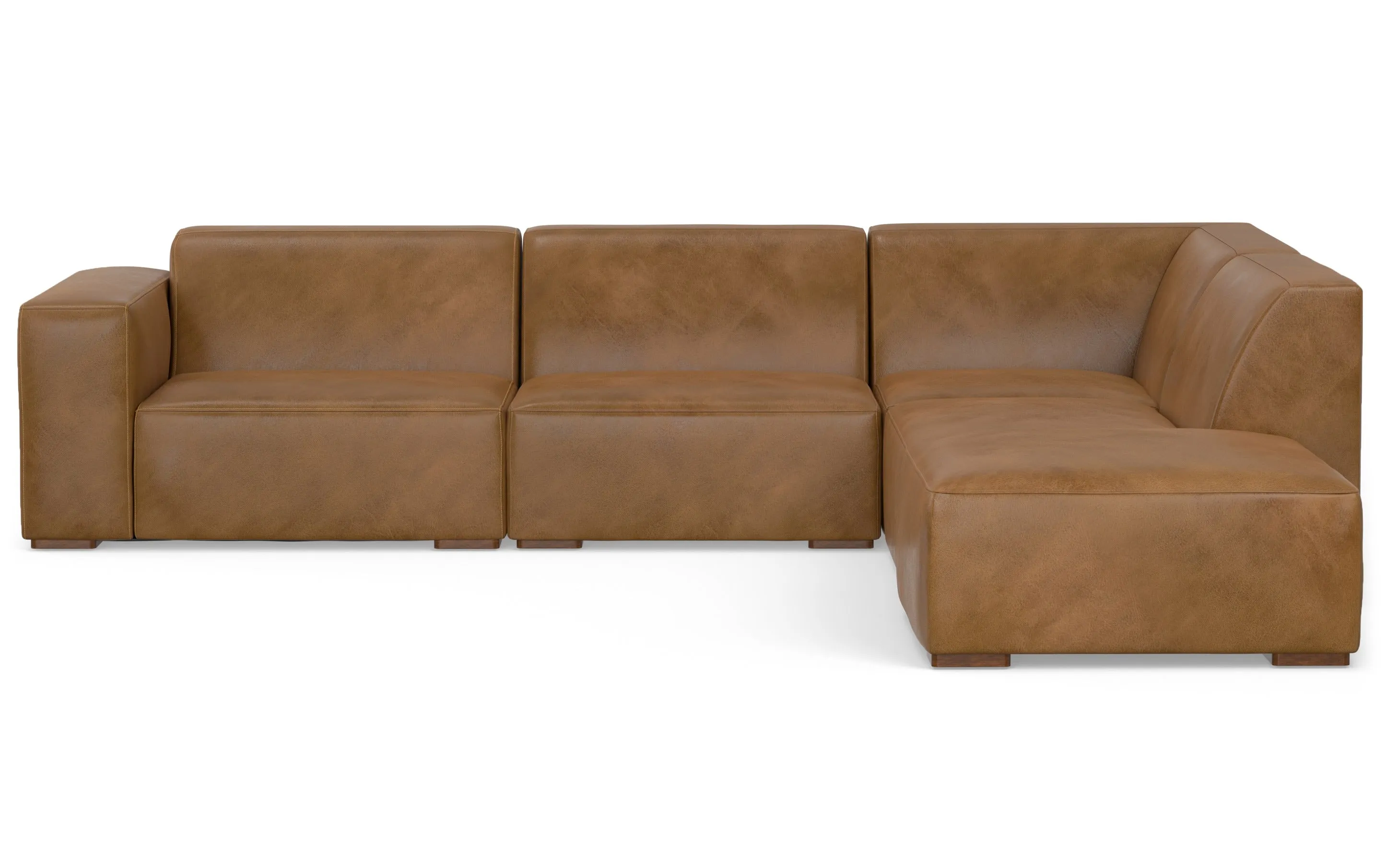 Rex Right Sectional and Ottoman in Genuine Leather