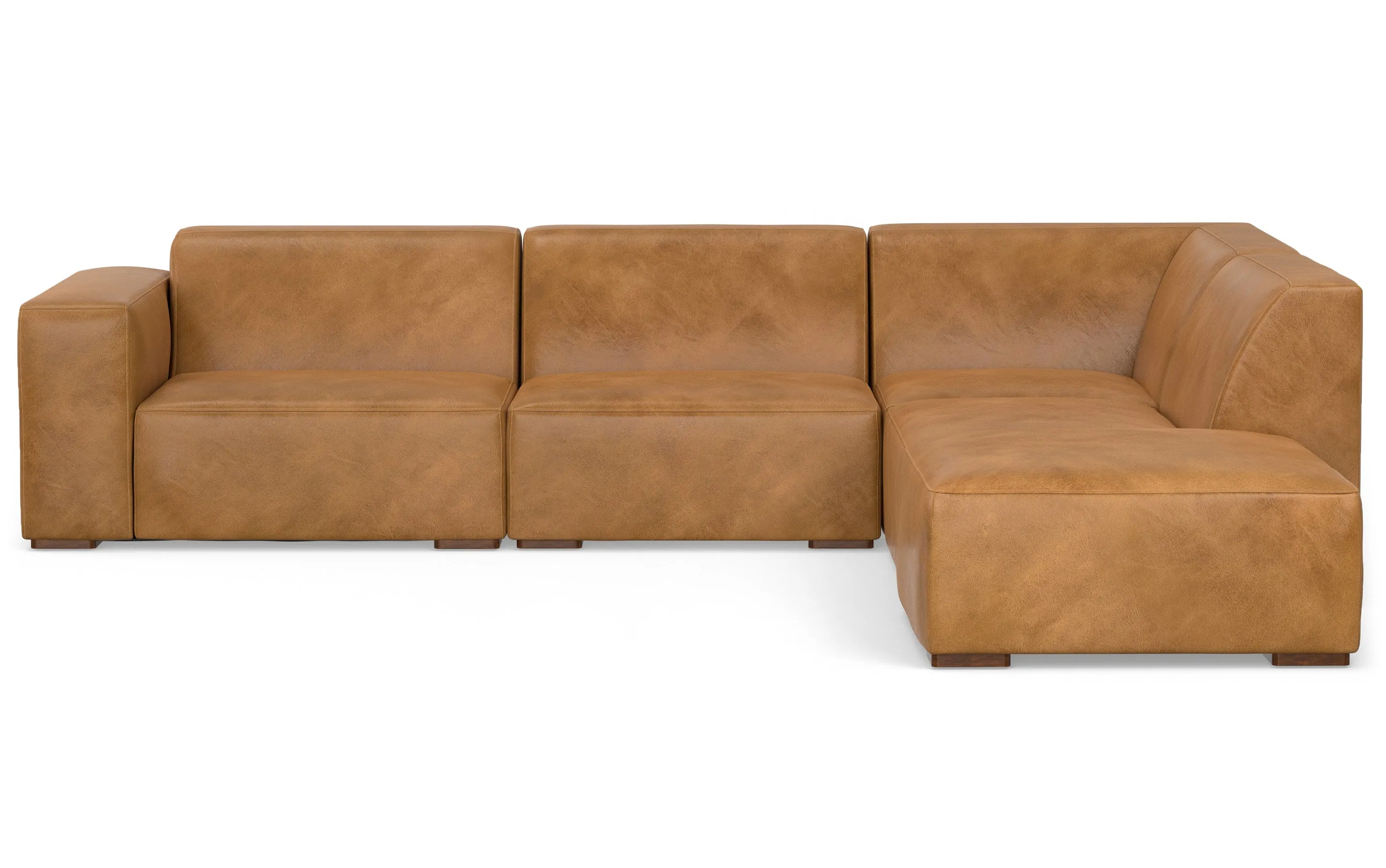 Rex Right Sectional and Ottoman in Genuine Leather