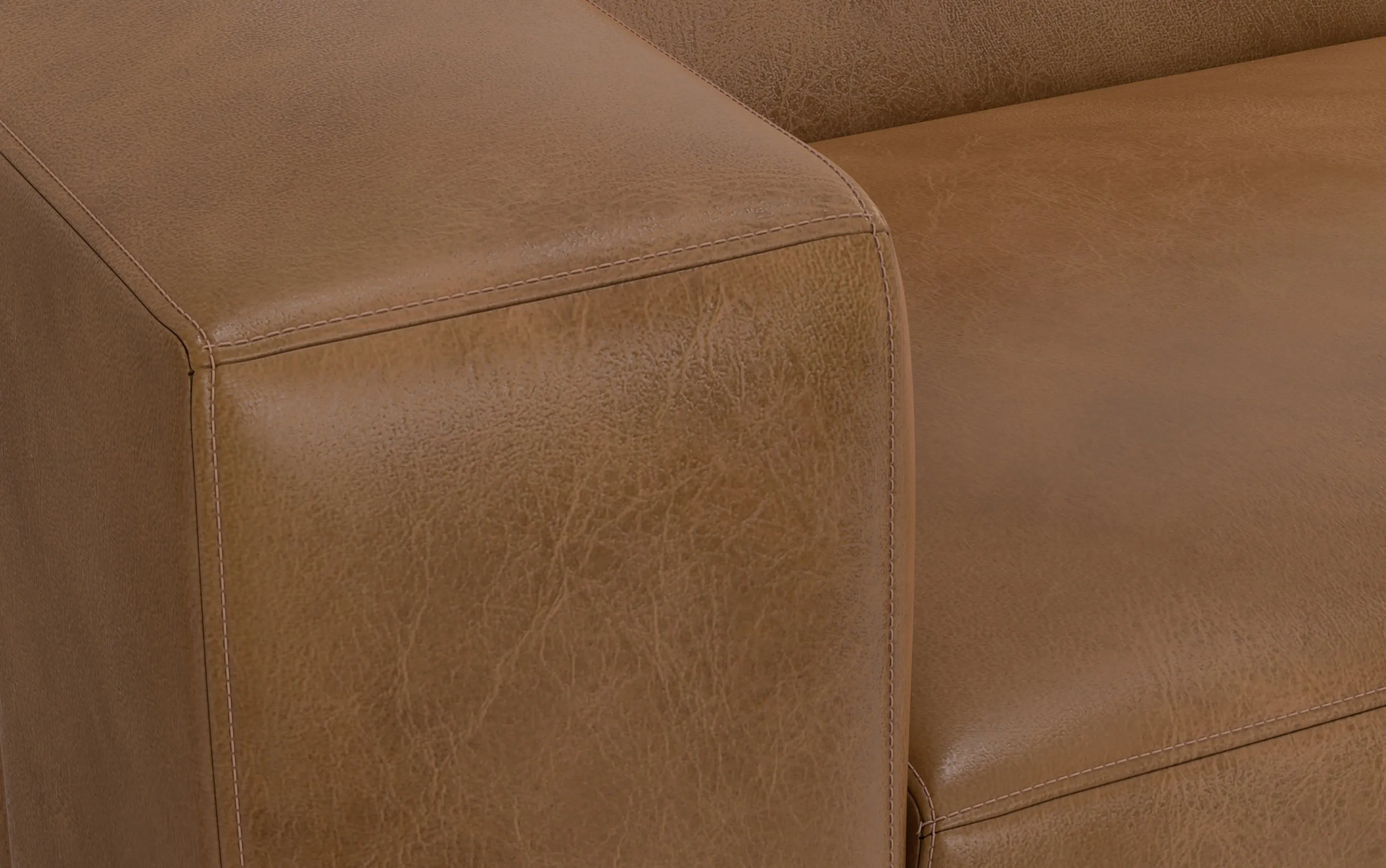 Rex Right Sectional and Ottoman in Genuine Leather