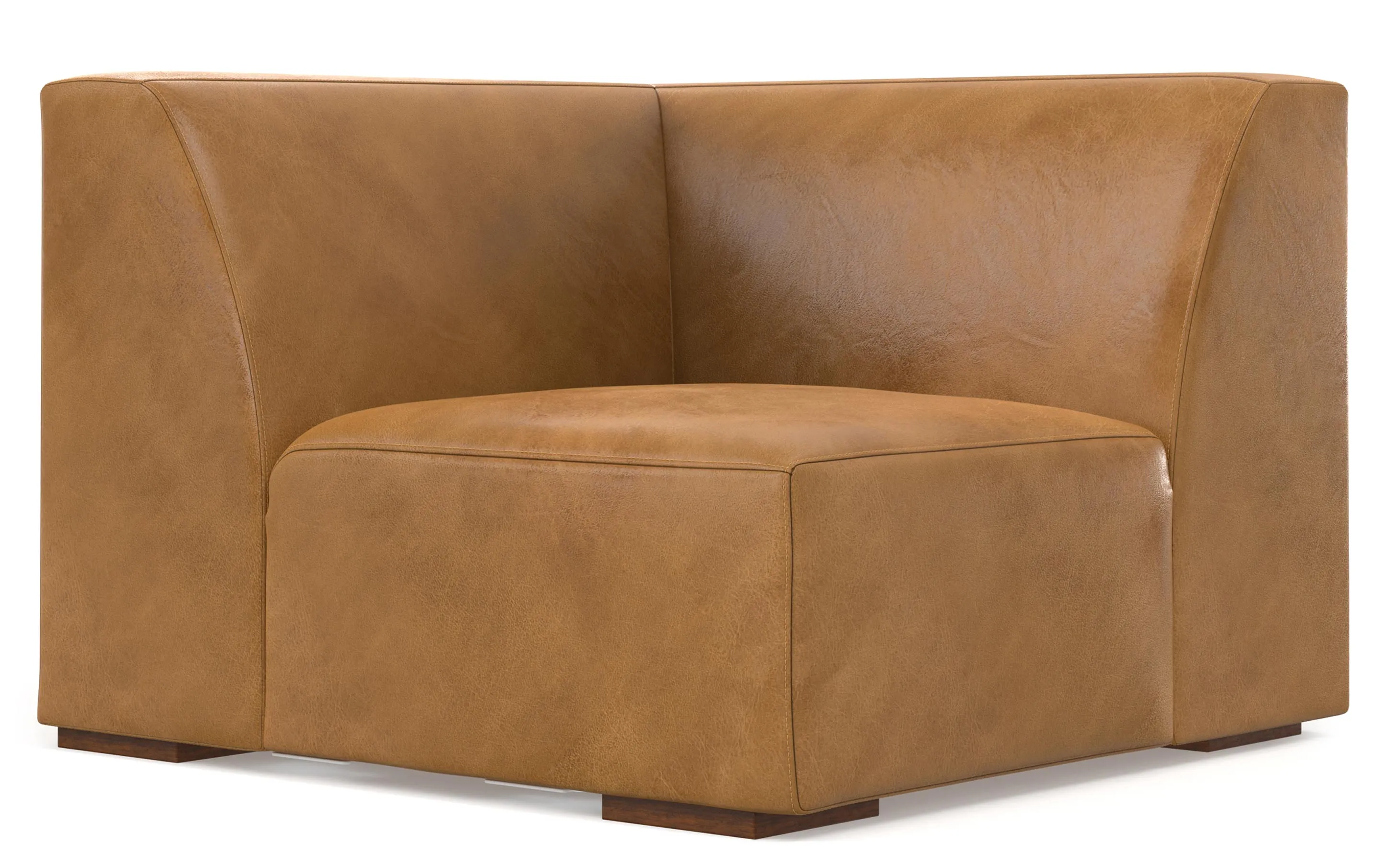 Rex Right Sectional and Ottoman in Genuine Leather