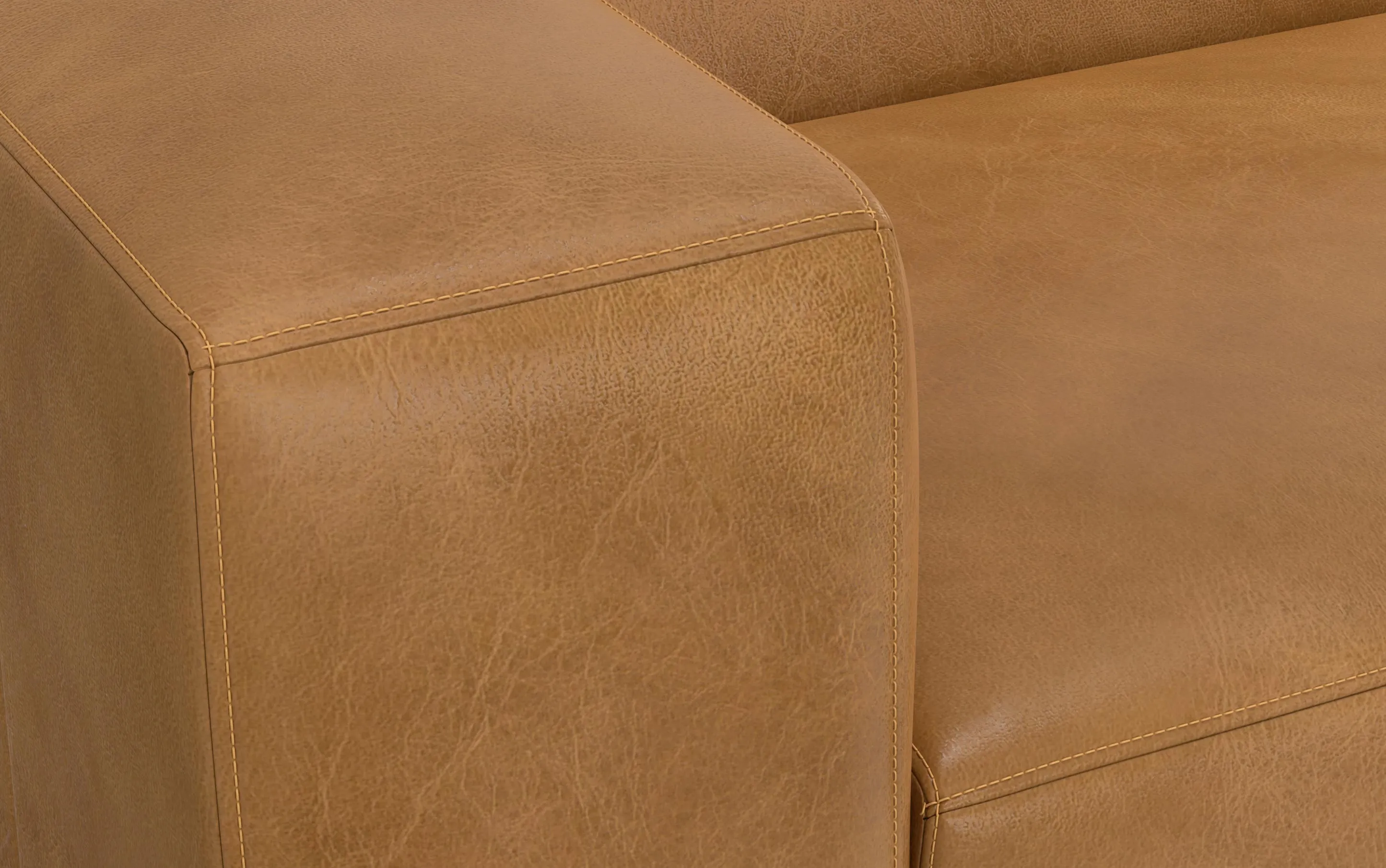 Rex Right Sectional and Ottoman in Genuine Leather