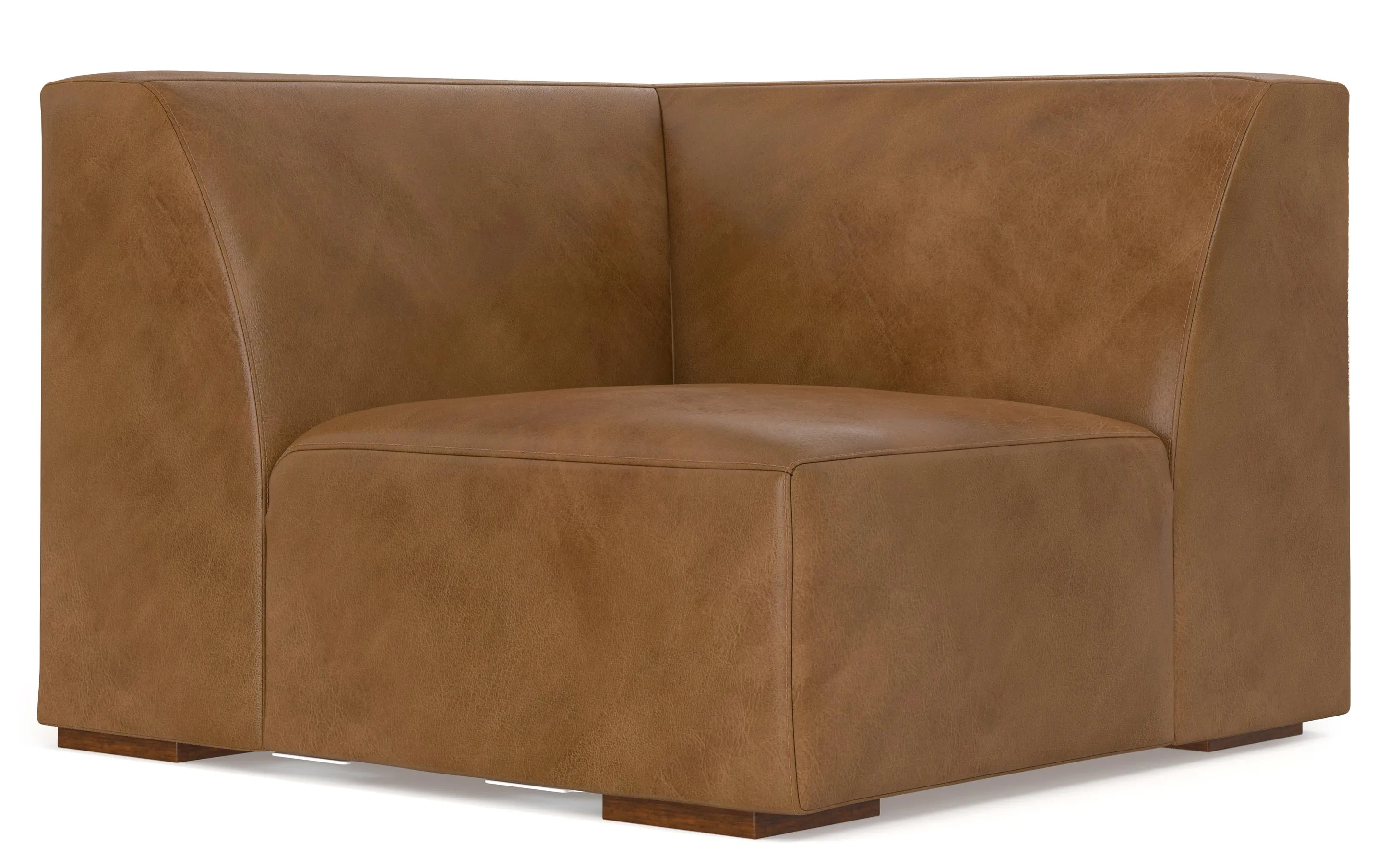 Rex Right Sectional and Ottoman in Genuine Leather