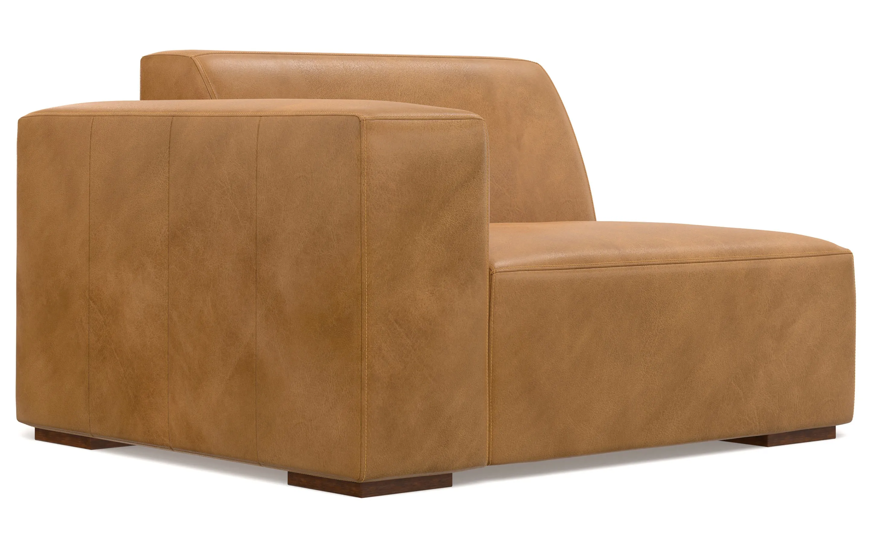 Rex Right Sectional and Ottoman in Genuine Leather