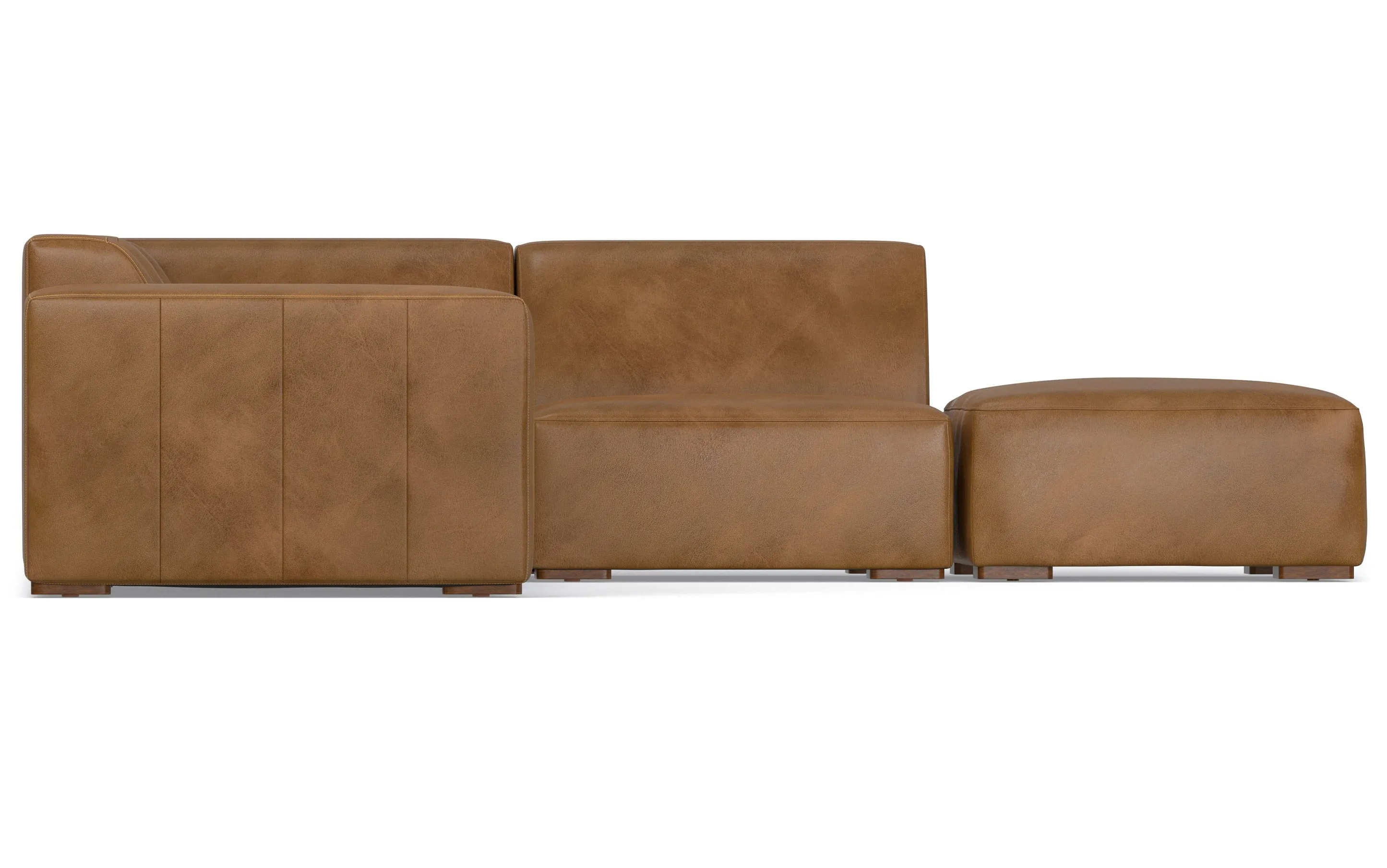 Rex Right Sectional and Ottoman in Genuine Leather
