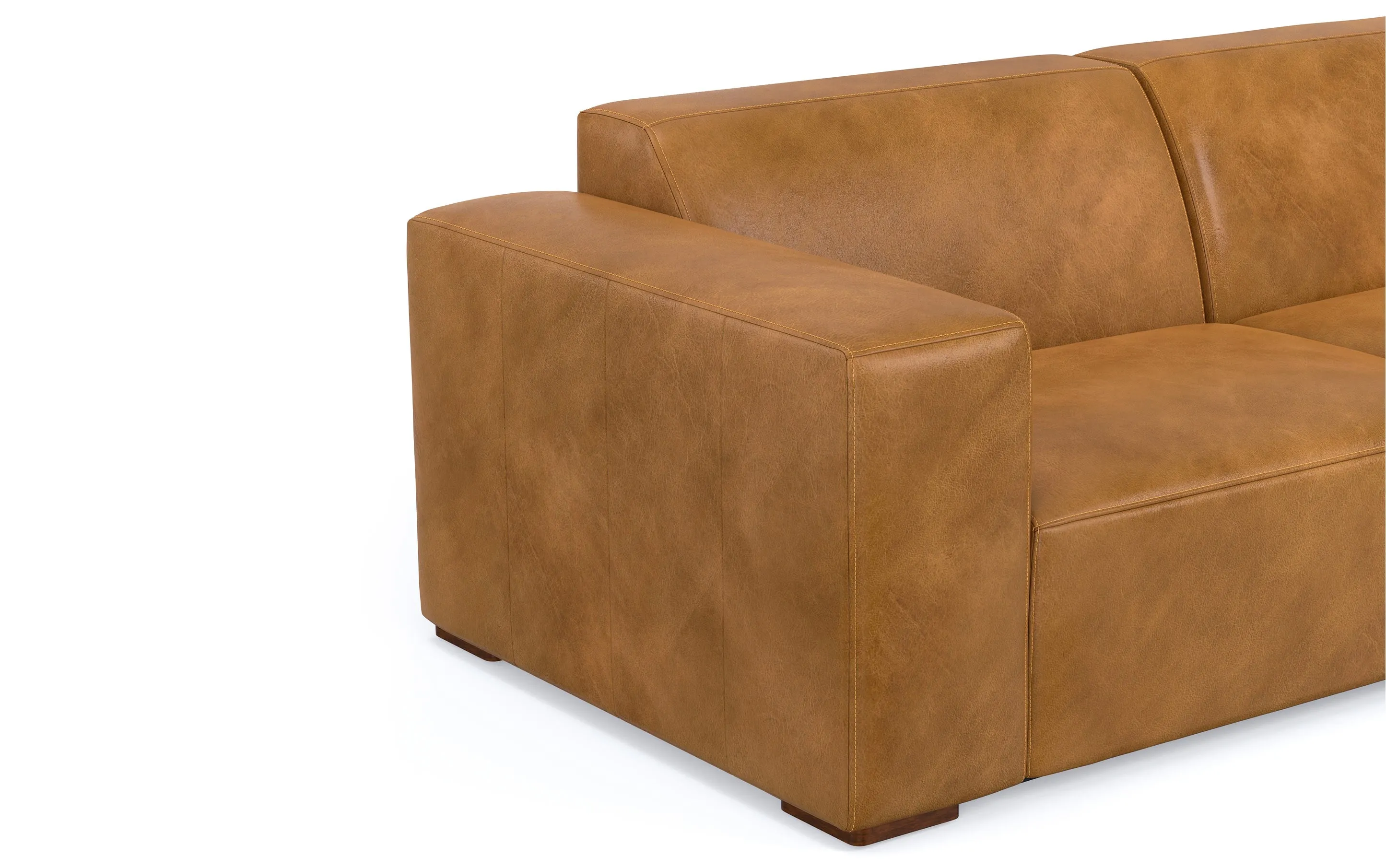 Rex Right Sectional and Ottoman in Genuine Leather