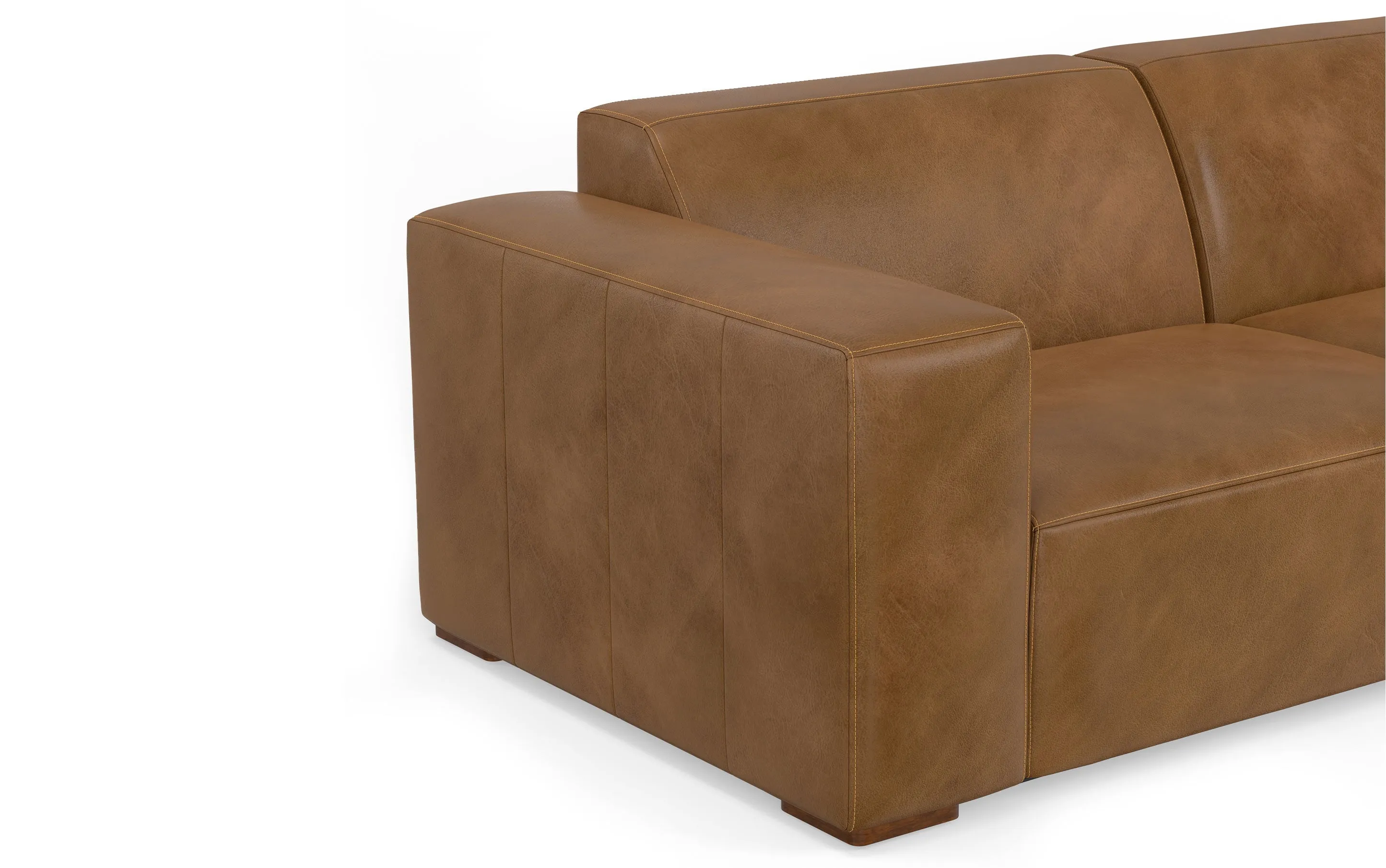Rex Right Sectional and Ottoman in Genuine Leather