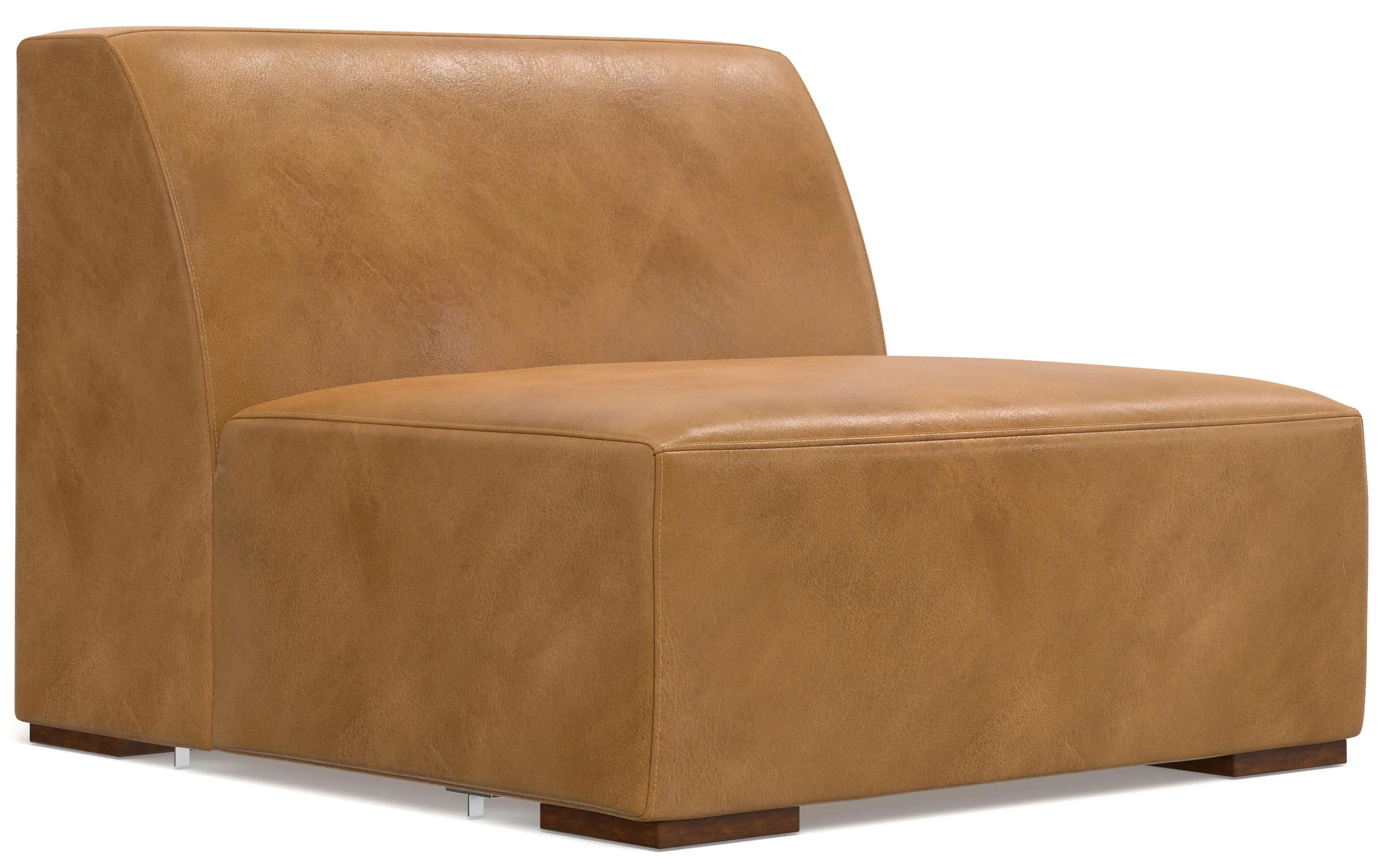 Rex Right Sectional and Ottoman in Genuine Leather