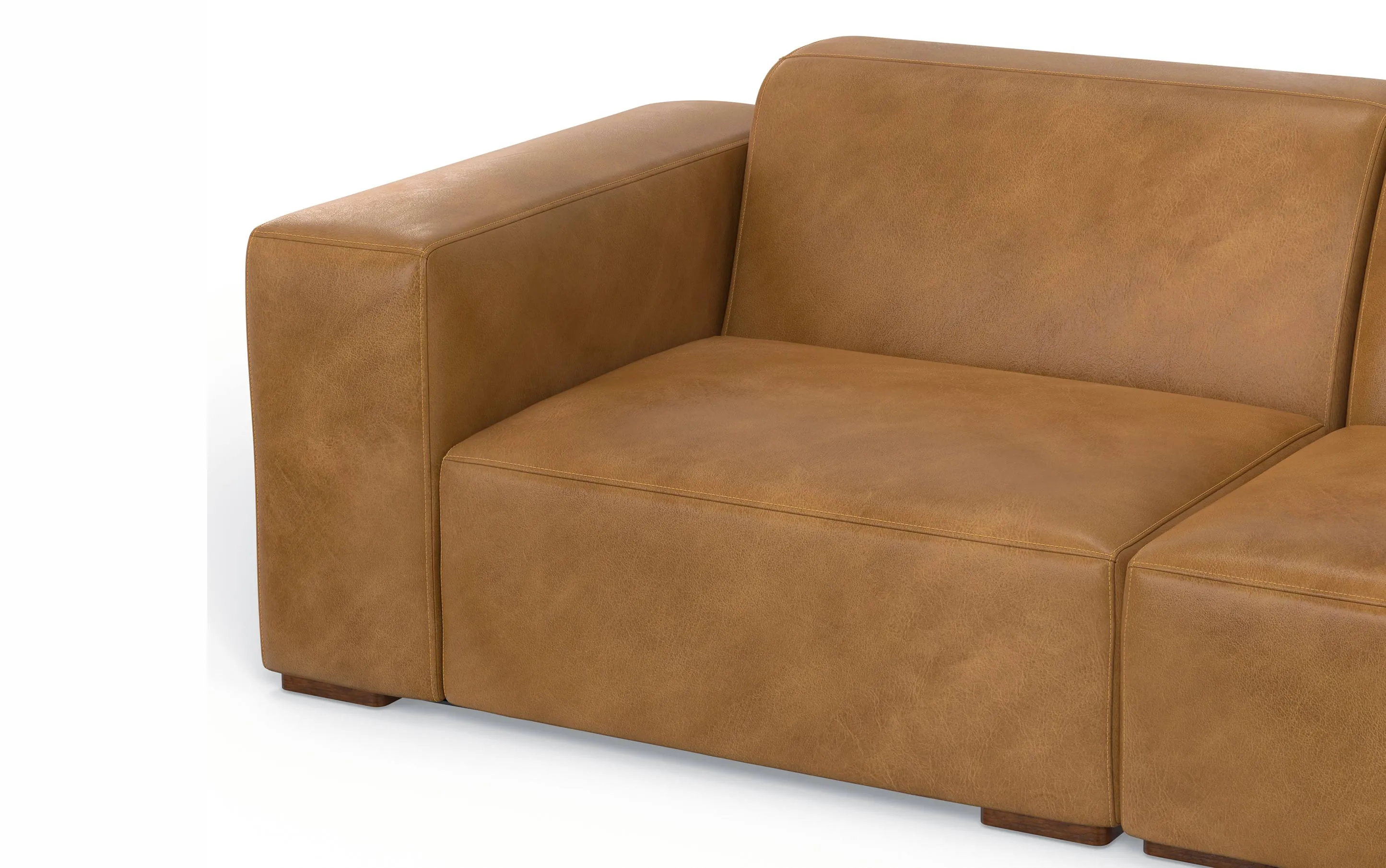 Rex Right Sectional and Ottoman in Genuine Leather