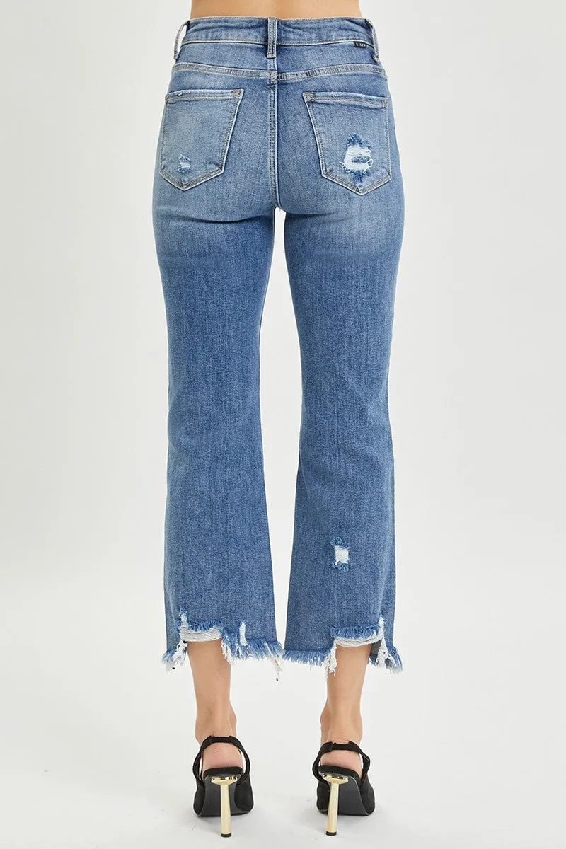 RISEN Distressed Straight Crop Jean