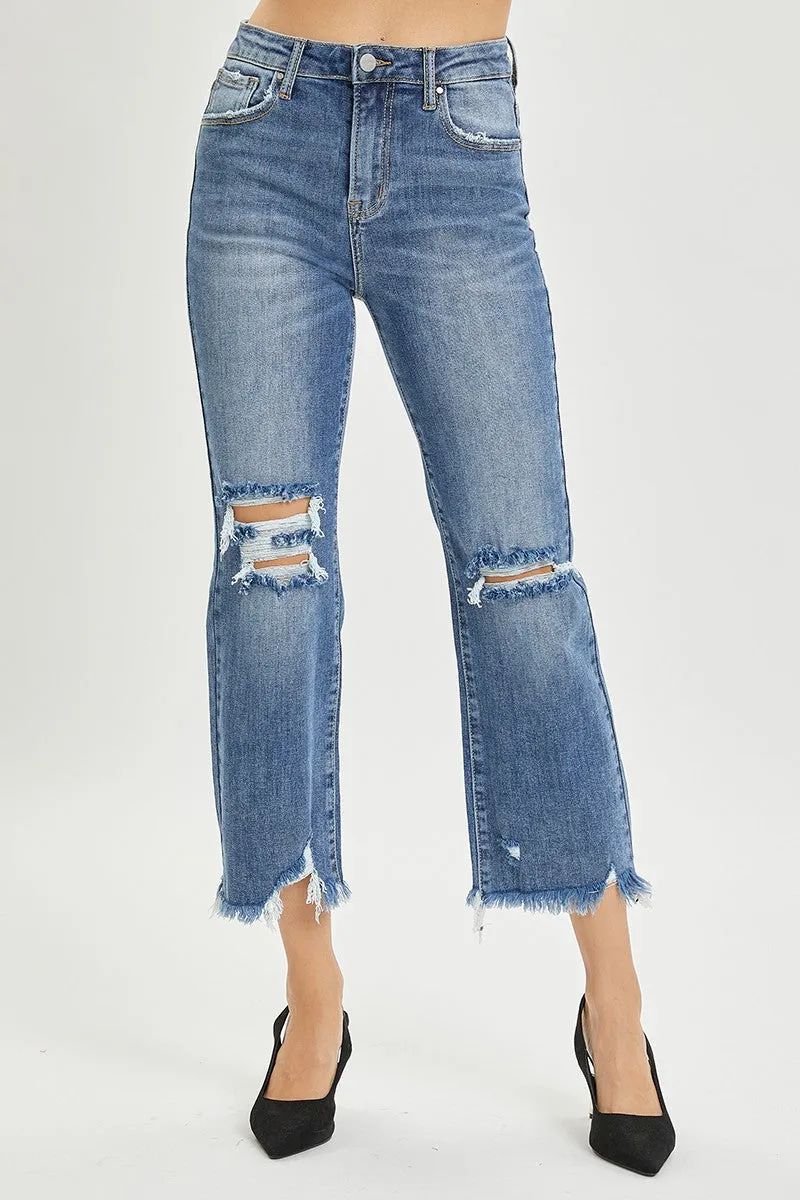 RISEN Distressed Straight Crop Jean