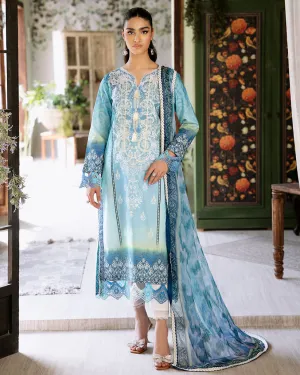 ROHEENAZ FLORA PRINTED LAWN | AZURE