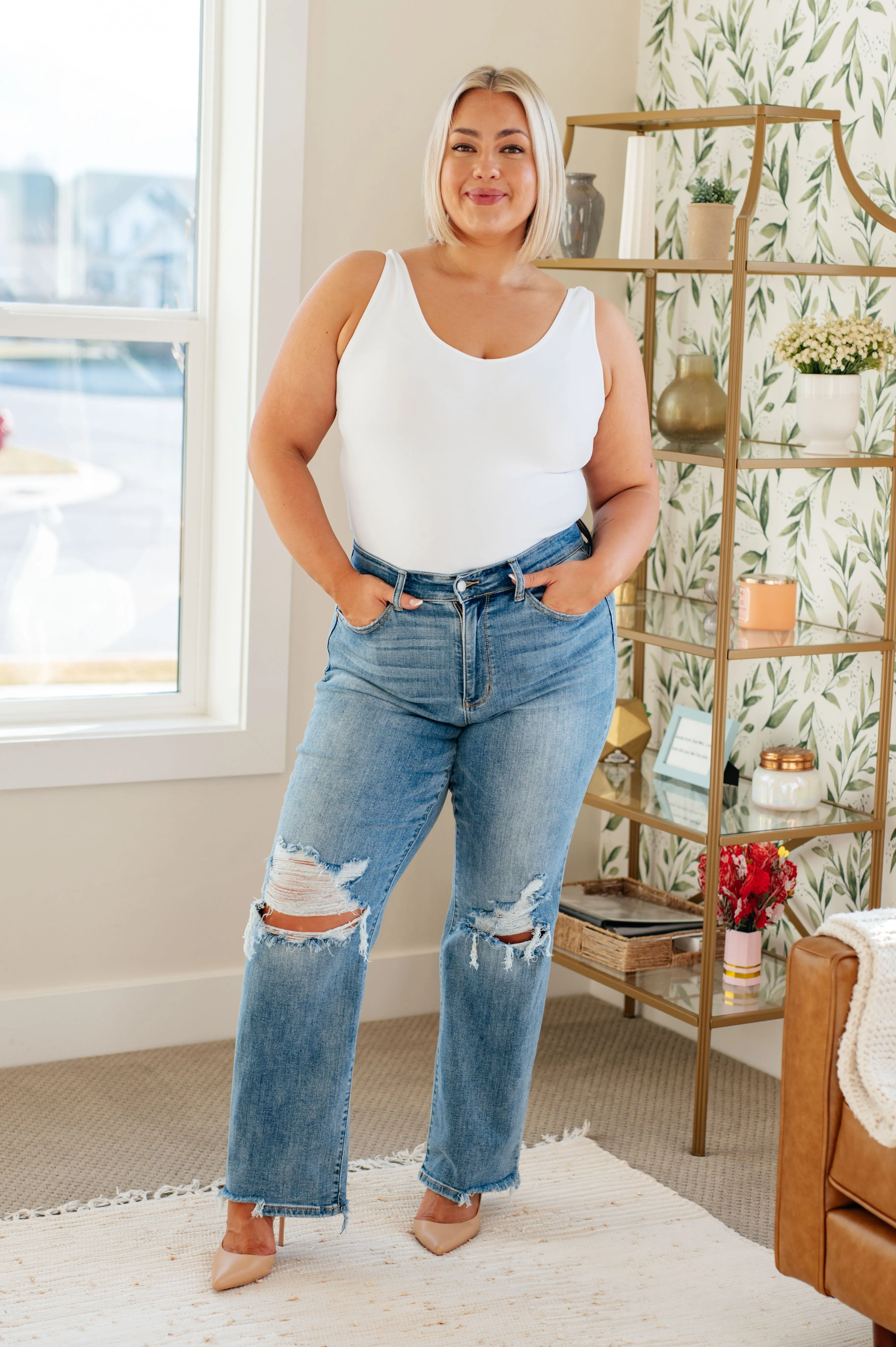 Rose High Rise 90's Straight Jeans in Light Wash by Judy Blue