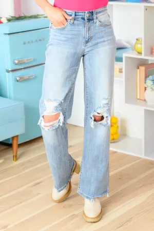 Rose High Rise 90's Straight Jeans in Light Wash by Judy Blue
