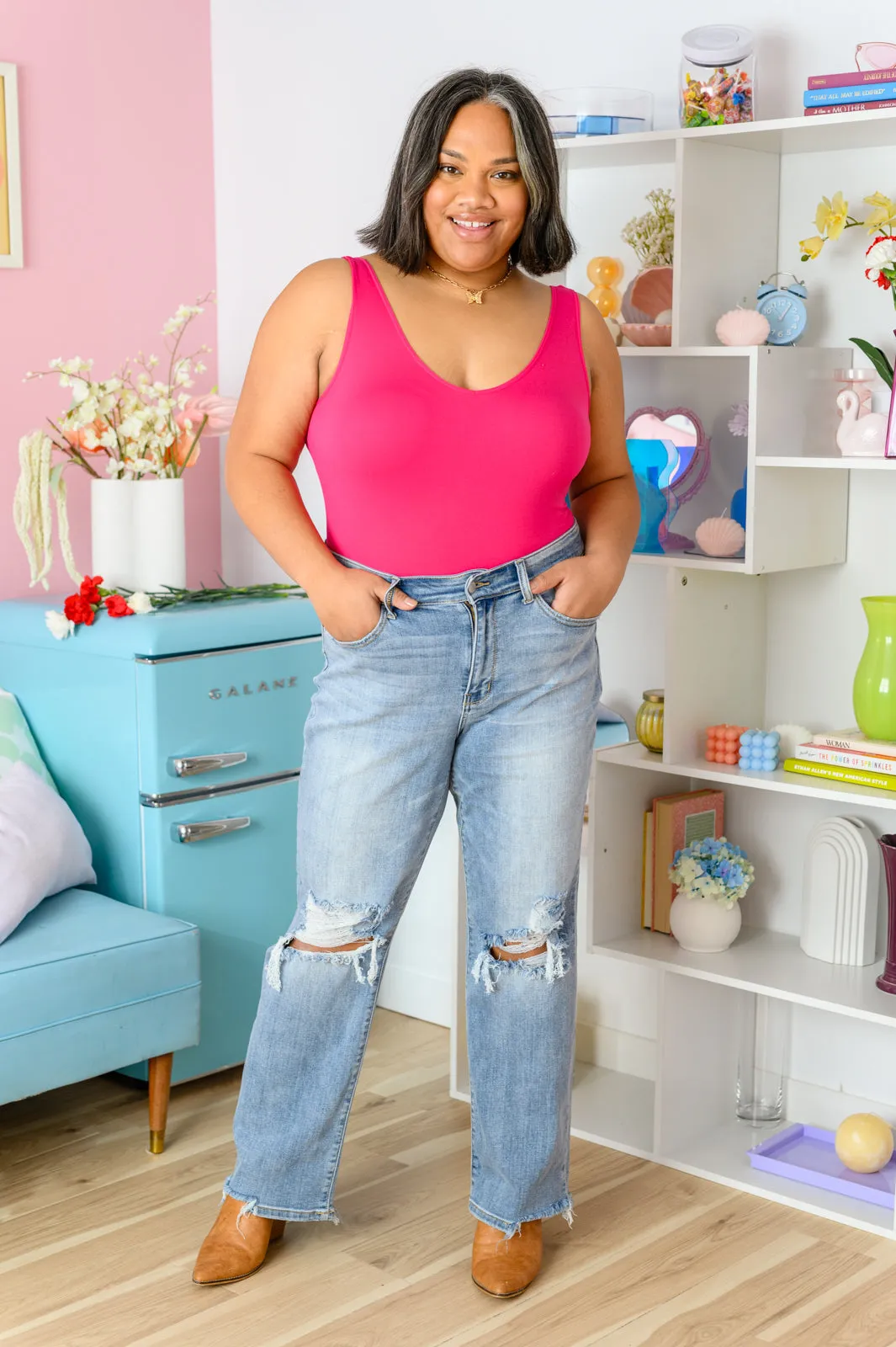 Rose High Rise 90's Straight Jeans in Light Wash by Judy Blue