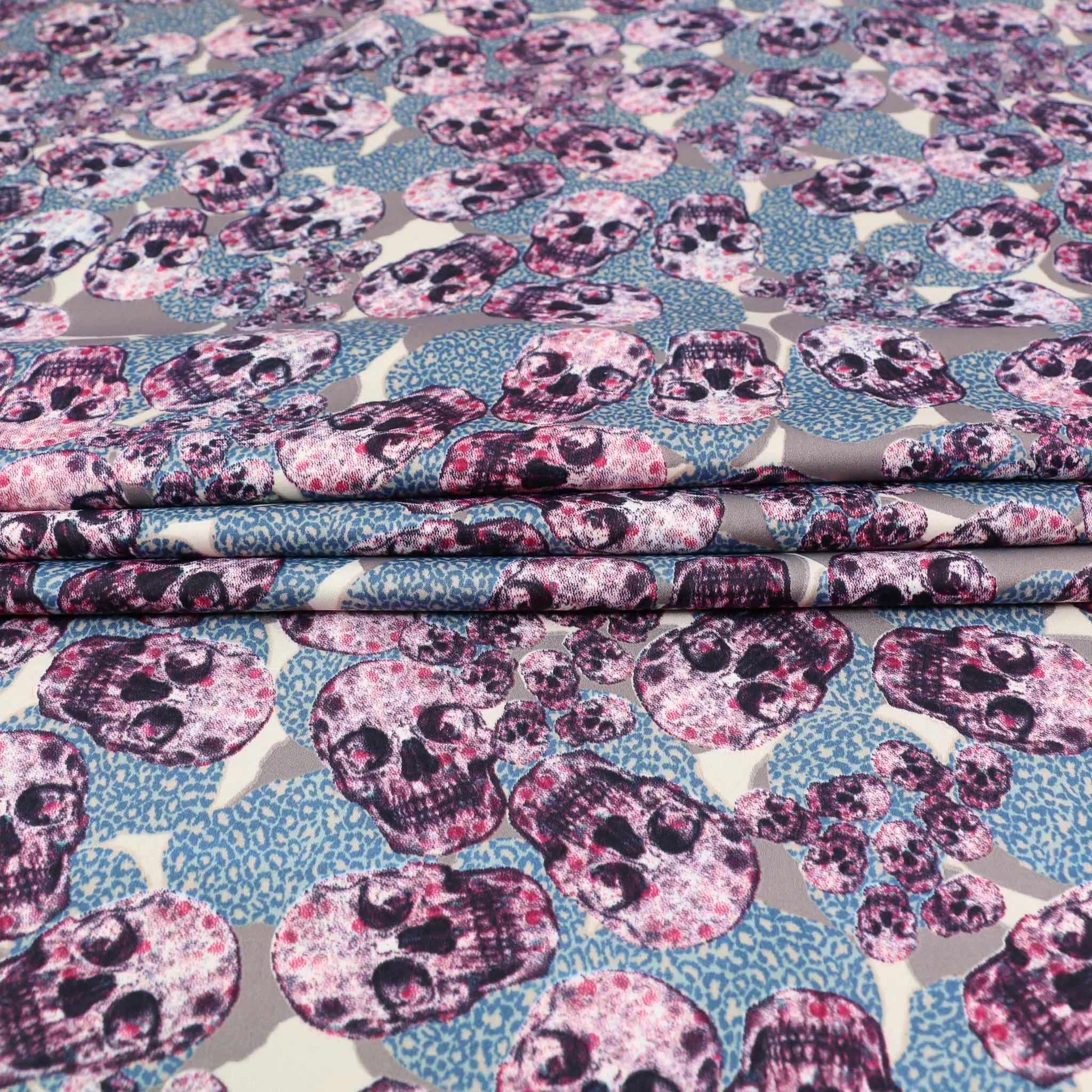Royal Micro Satin Fabric - Beige, blue, purple