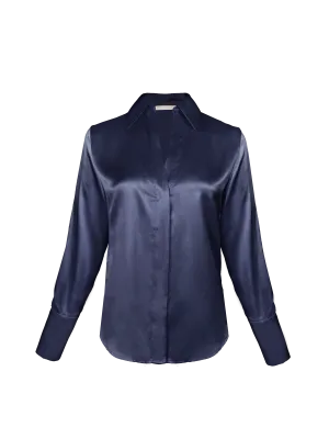 Runway Silk Shirt - Blue Ink