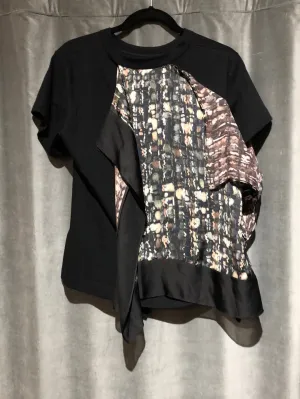 SACAI Black Short Sleeve Cotton Pocket T with Silk Front