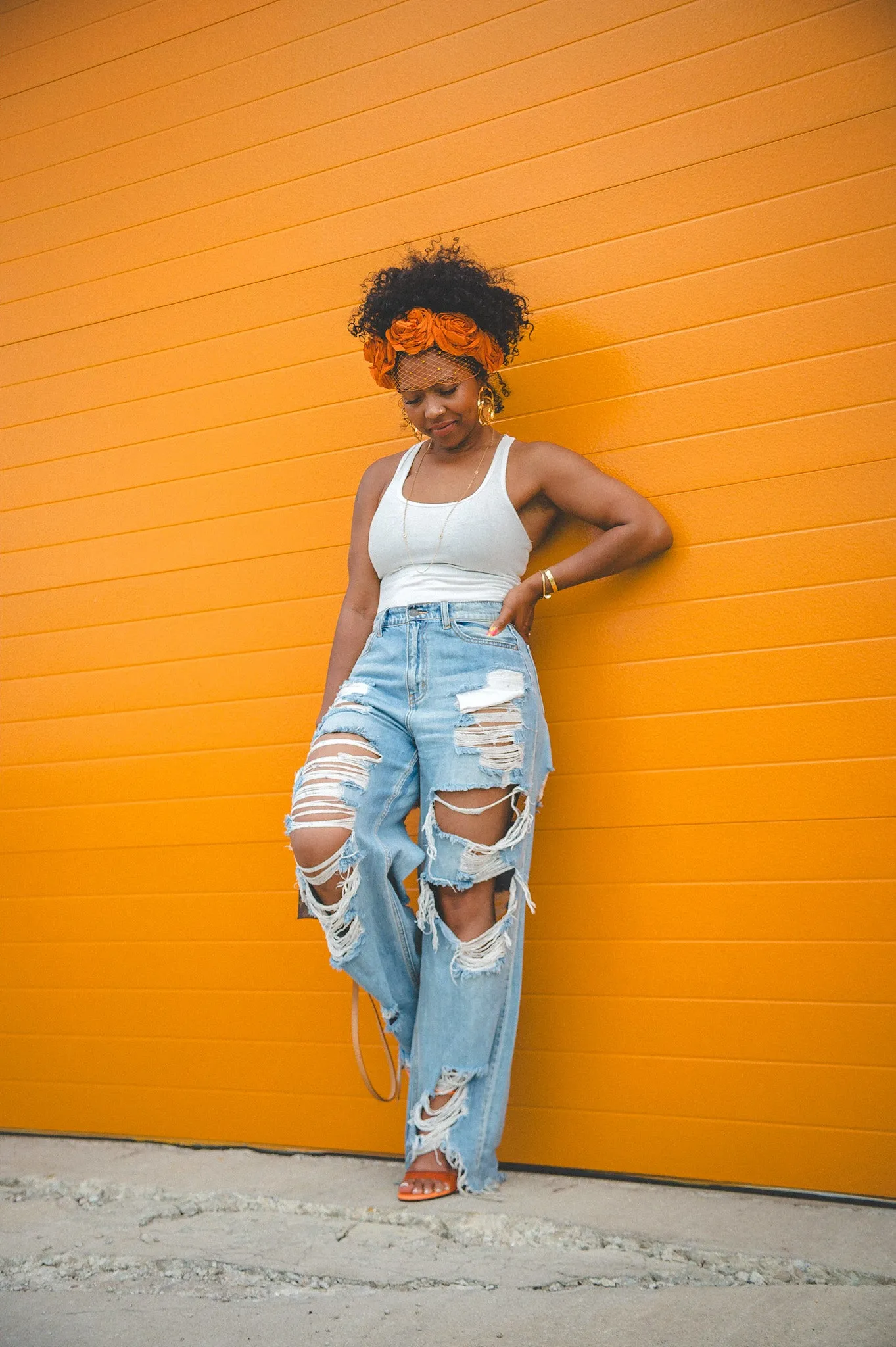 SALE-DISTRESSED HIGH RISE JEANS- AVAILABLE UP TO SIZE 13