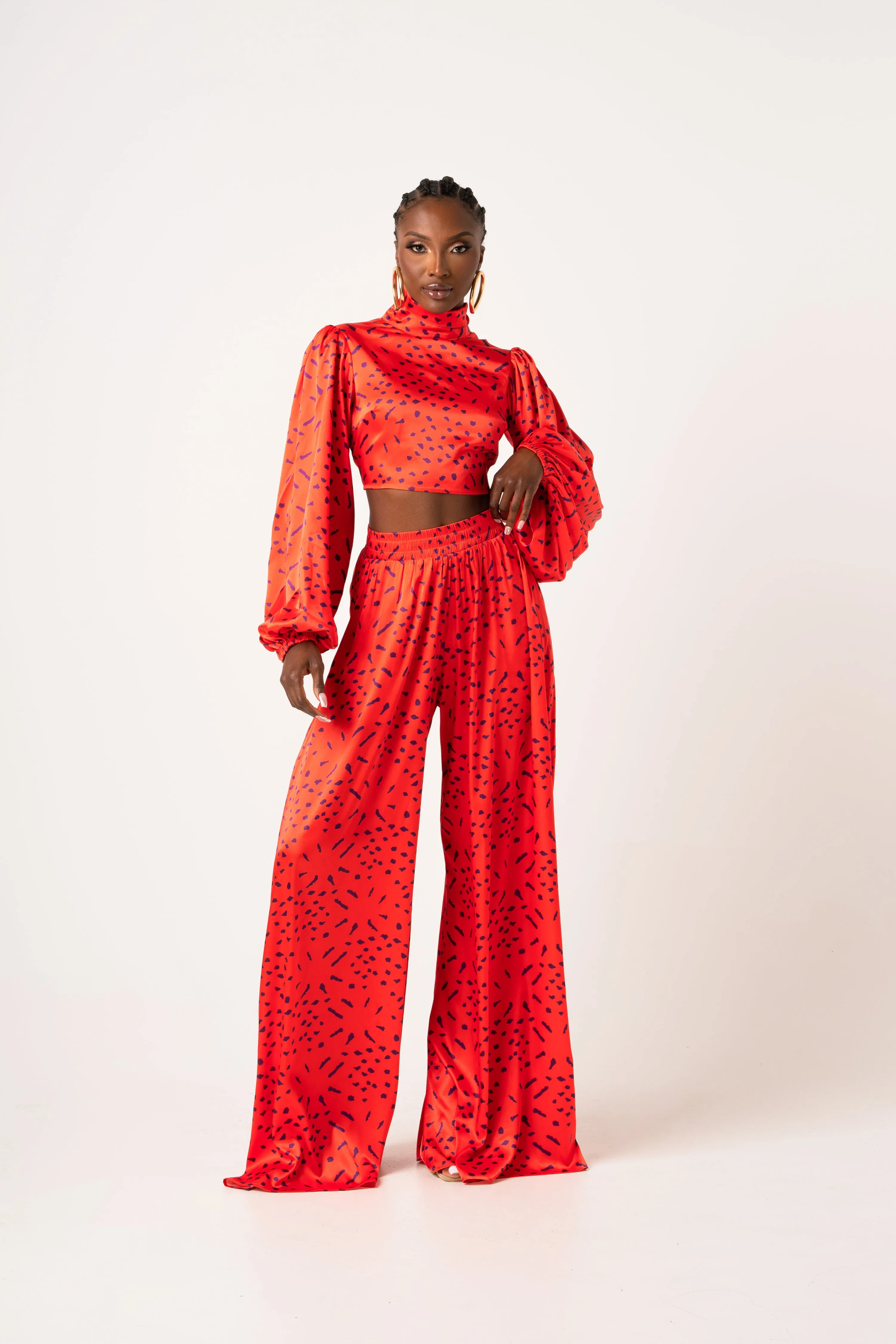 SAMIAH LONG SLEEVE BACK TIE CROP TOP