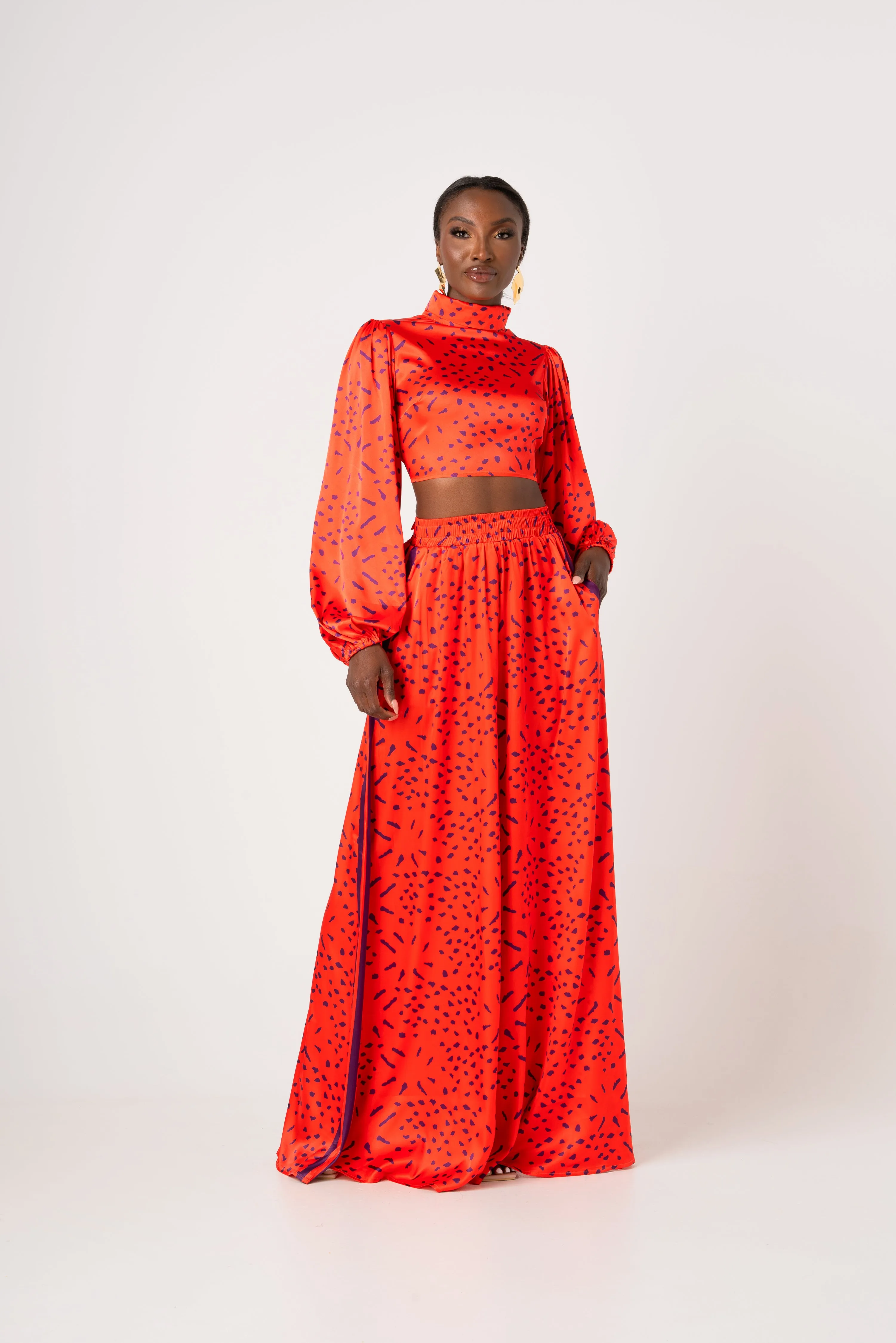 SAMIAH LONG SLEEVE BACK TIE CROP TOP