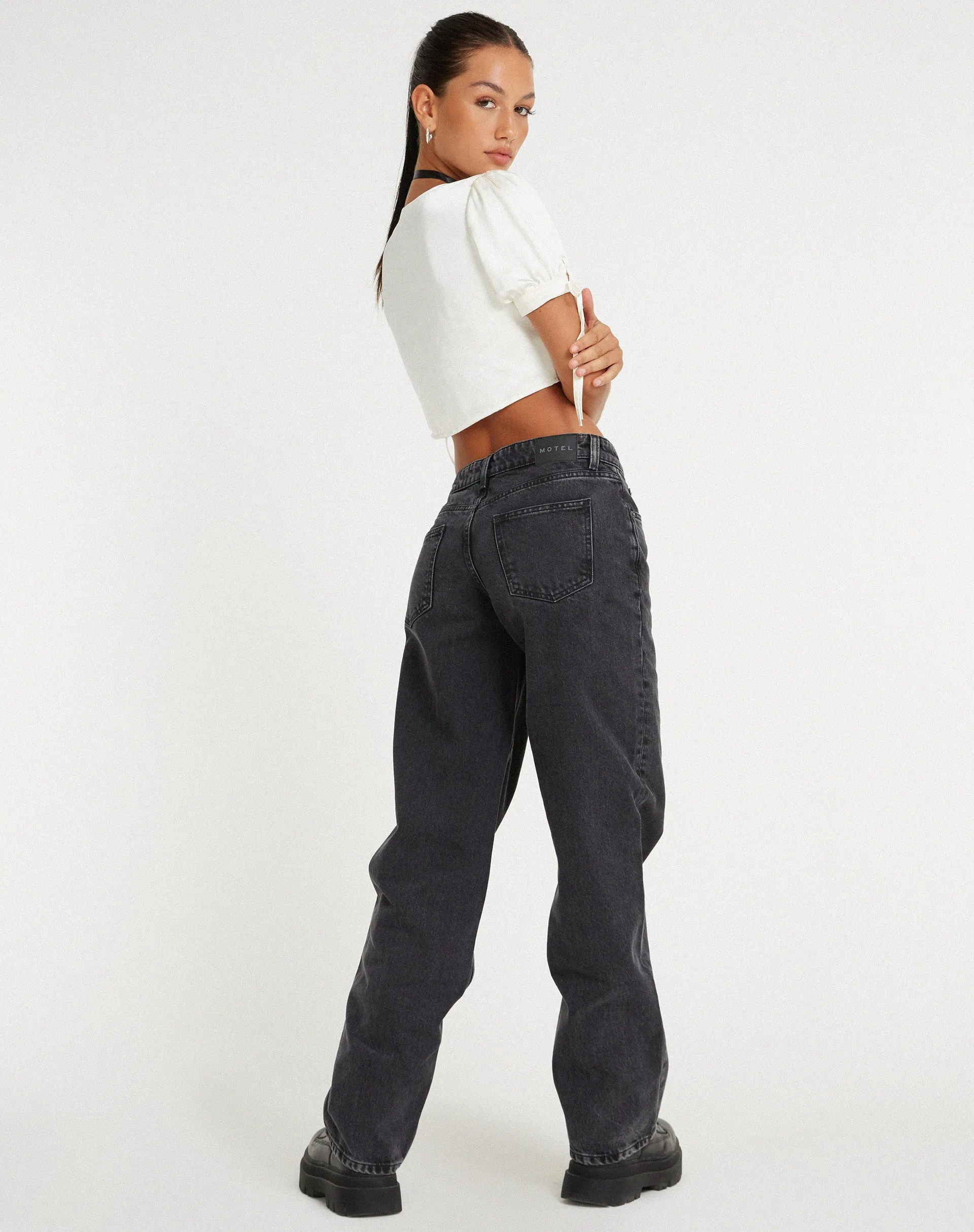 Sanura Tie Up Crop Top in Satin Ivory