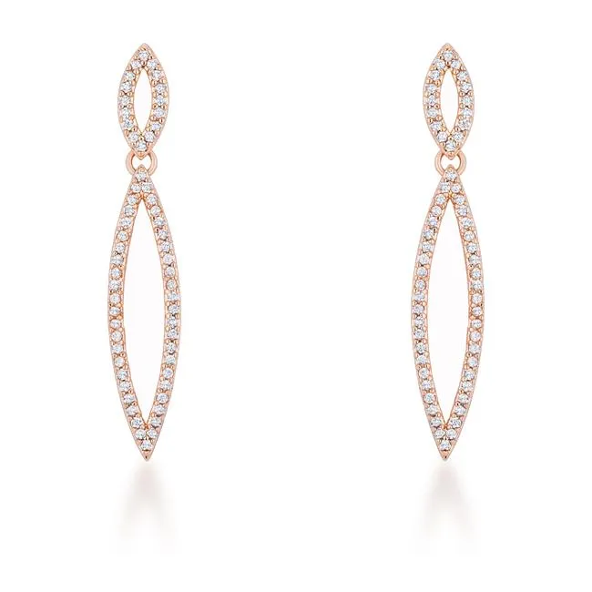Sara 1.2ct CZ Rose Gold Delicate Double Teardrop Drop Earrings