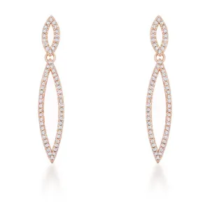 Sara 1.2ct CZ Rose Gold Delicate Double Teardrop Drop Earrings