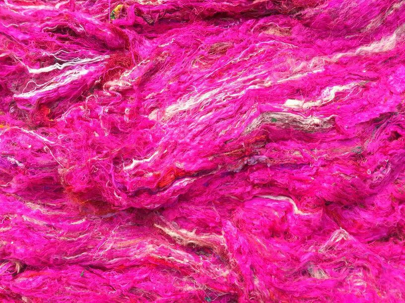 Sari Silk Waste Batts - Fuchsia