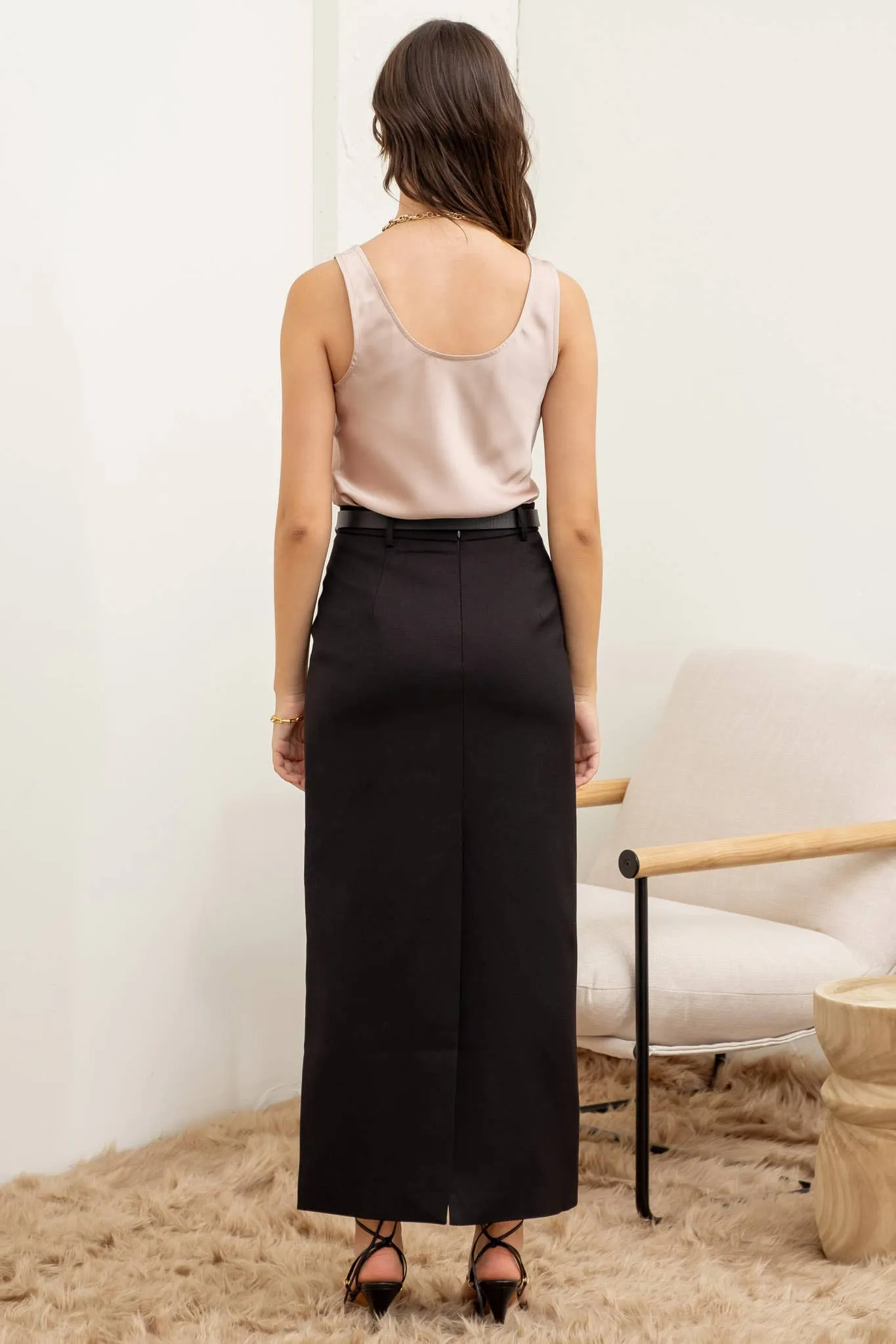 SATIN SLEEVELESS BIAS CUT TANK TOP