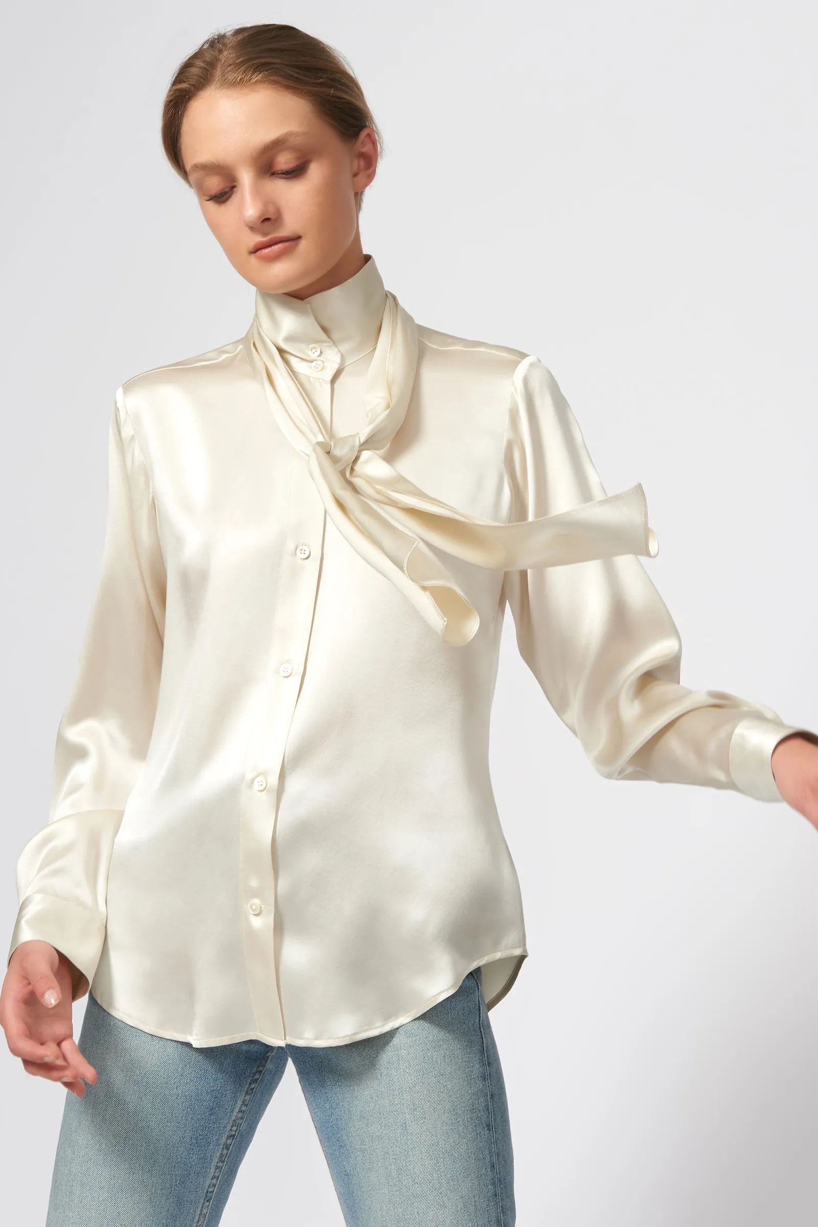 Scarf Tie Blouse - Oyster
