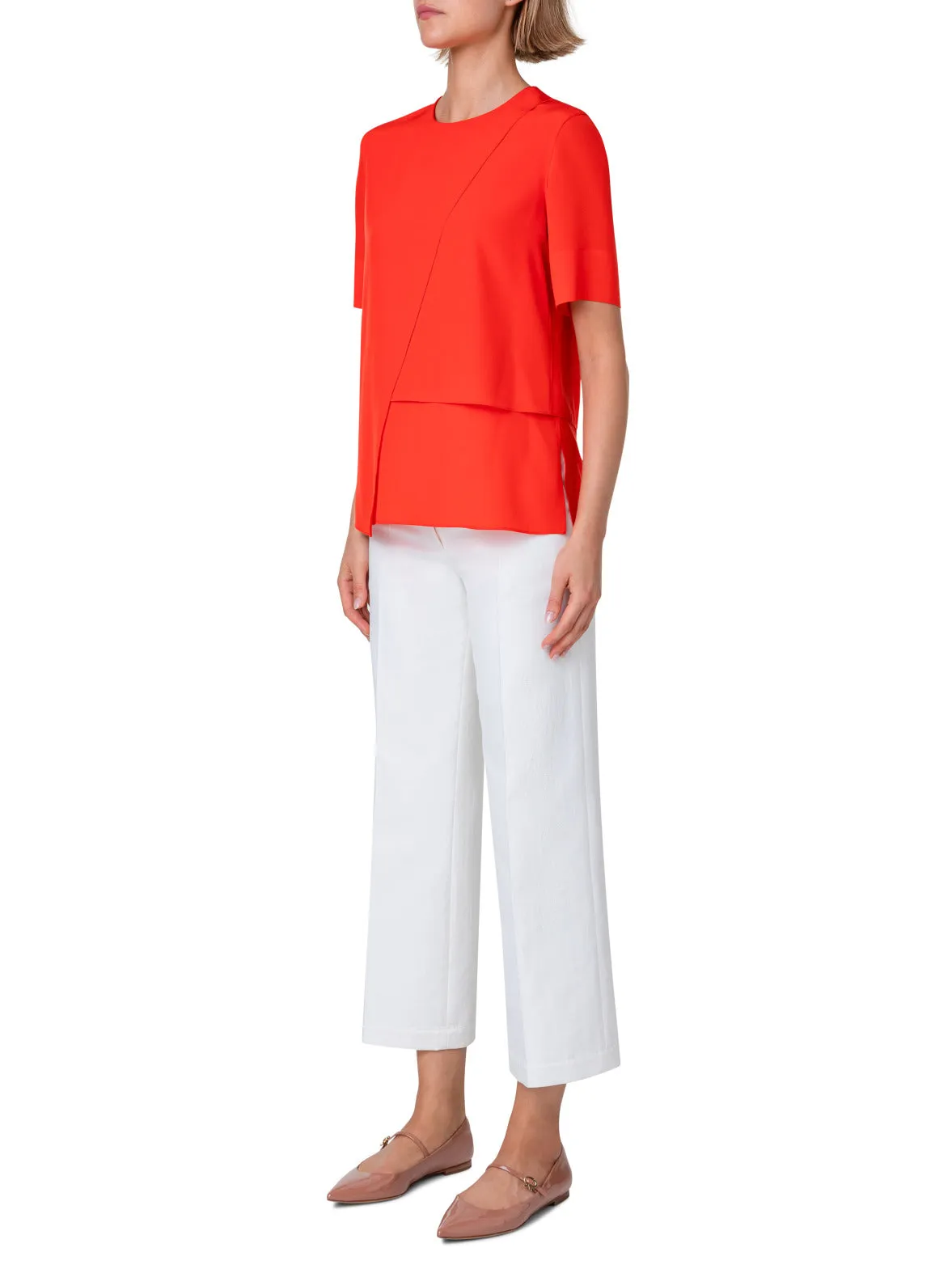 Silk Crêpe Asymmetrical Overlayer Blouse